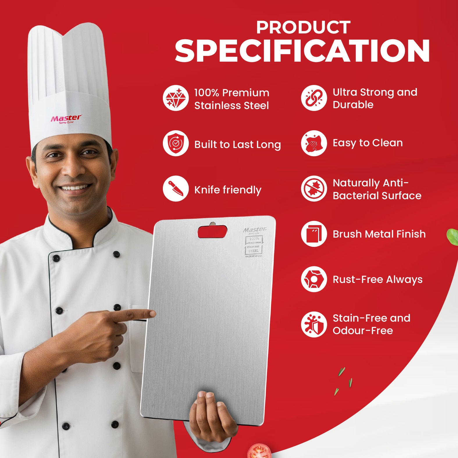 Slice Stainless Steel Cutting Board - Large - Master