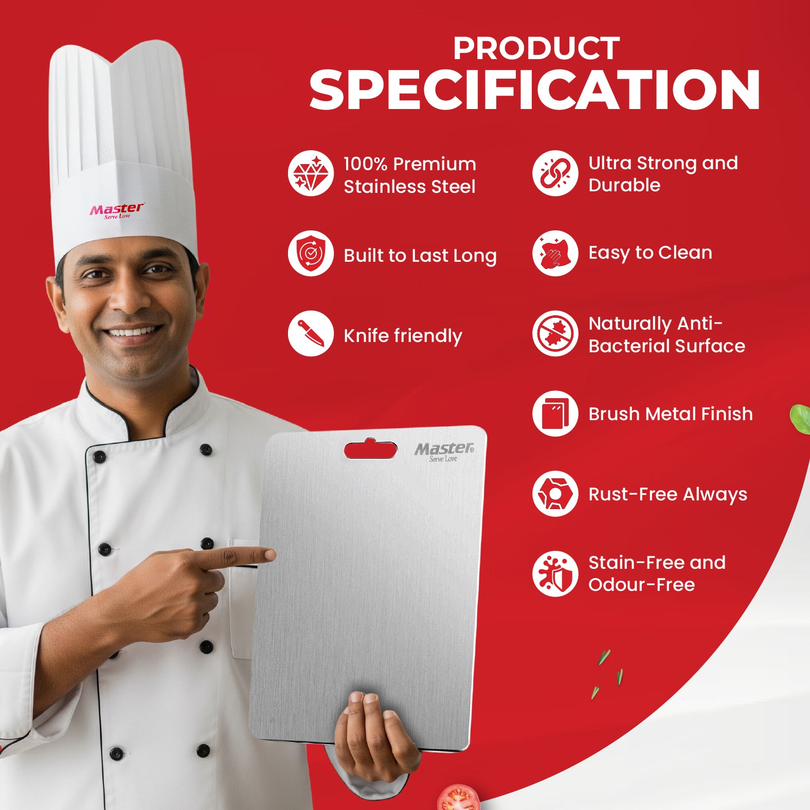 Slice Stainless Steel Cutting Board - Medium - Master