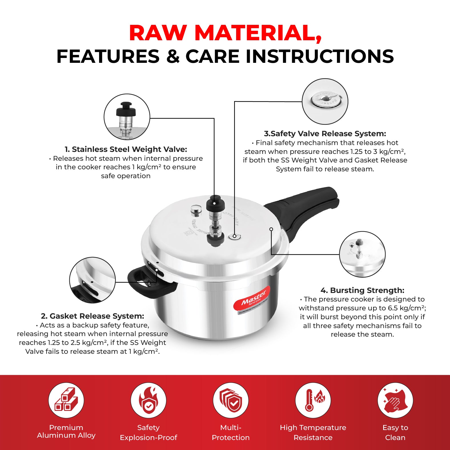 Deluxe 5L Aluminium Outer Lid - Heavy-Premium Pressure Cooker