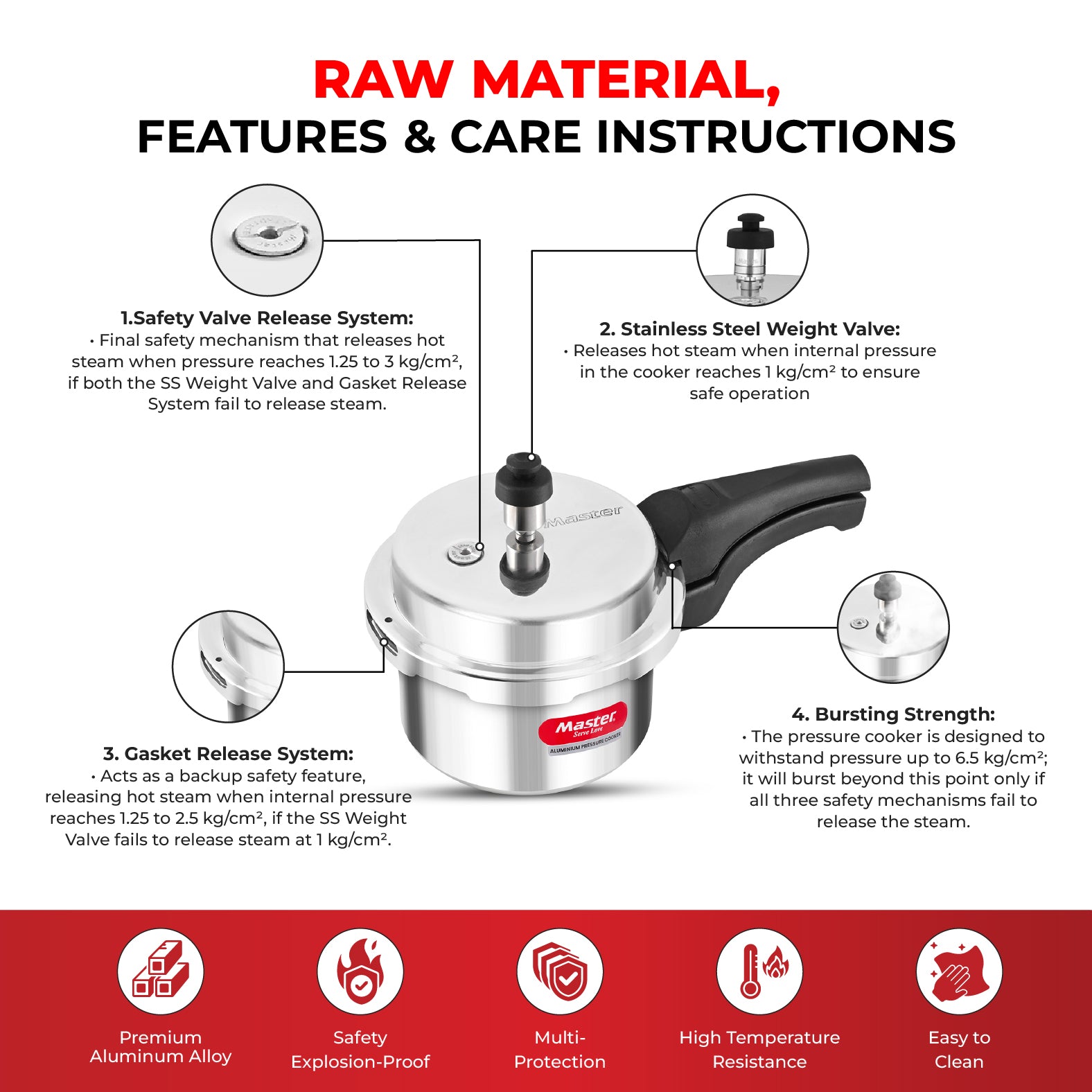 Deluxe 1.5L Aluminium Outer Lid - Heavy-Premium Pressure Cooker