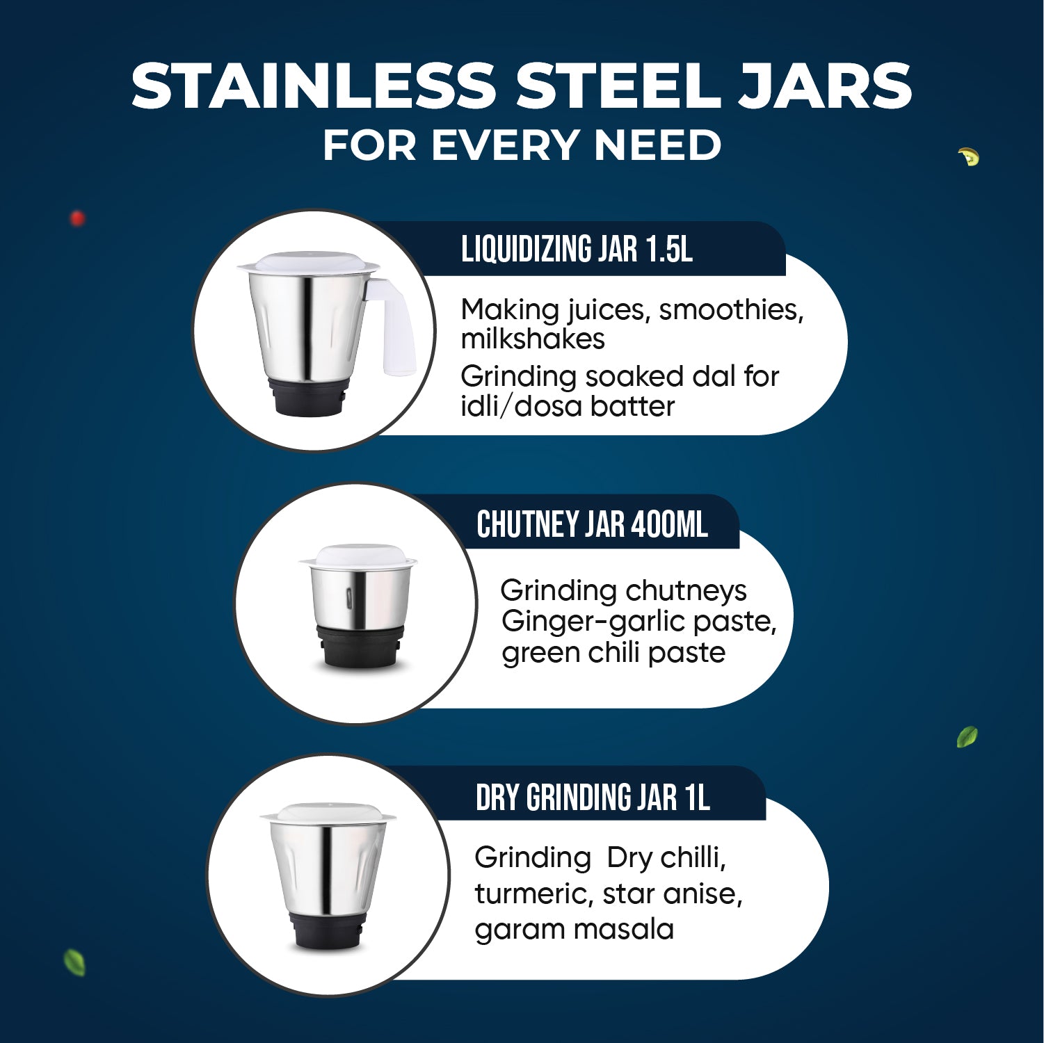 Spinnova 500W Mixer Grinder (3 Jars) + Hydropot 1.5L Electric Kettle