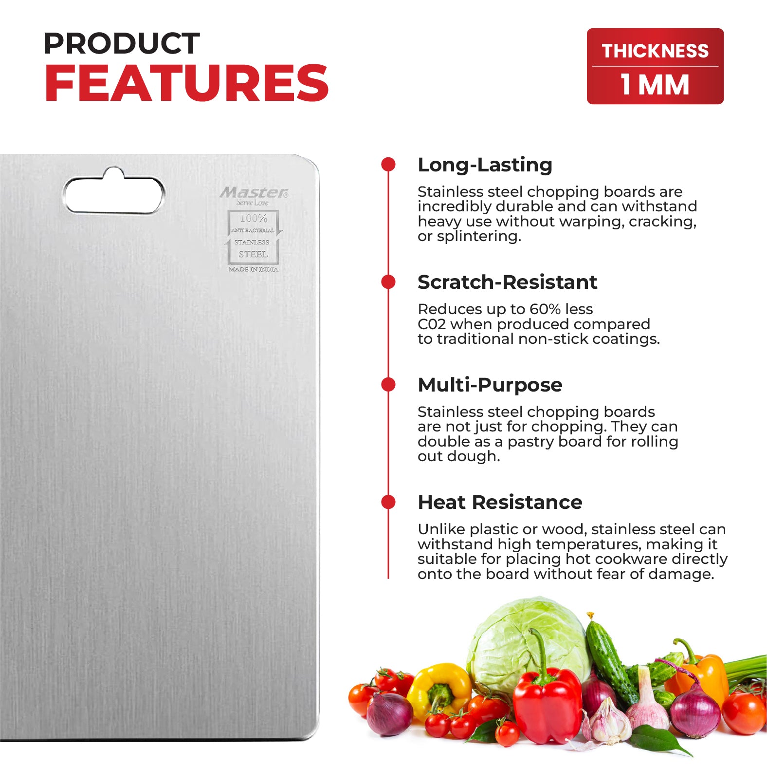 Slice Stainless Steel Cutting Board - Large - Master