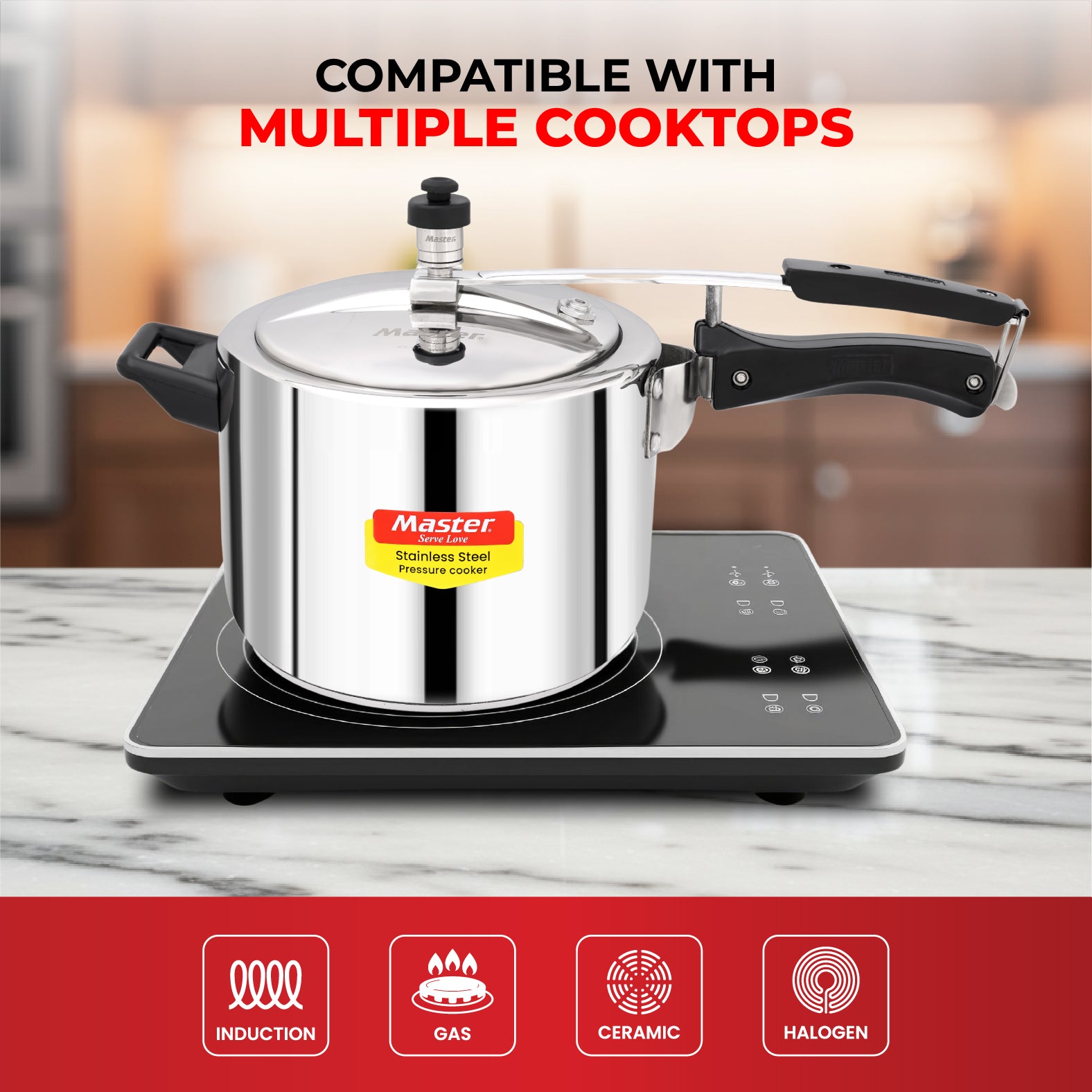 Gloria 5L Stainless Steel Inner Lid Pressure Cooker - Induction Base - Master
