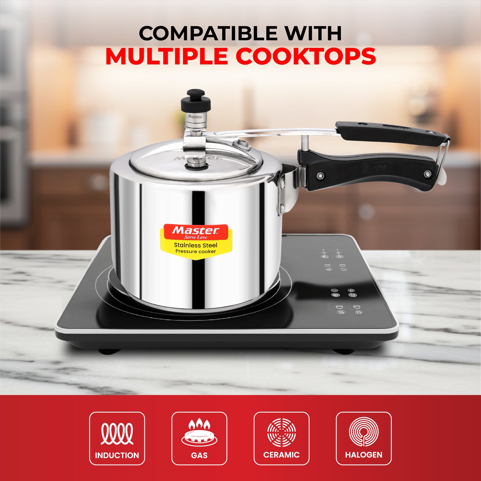 Gloria 3L Stainless Steel Inner Lid Pressure Cooker - Induction Base