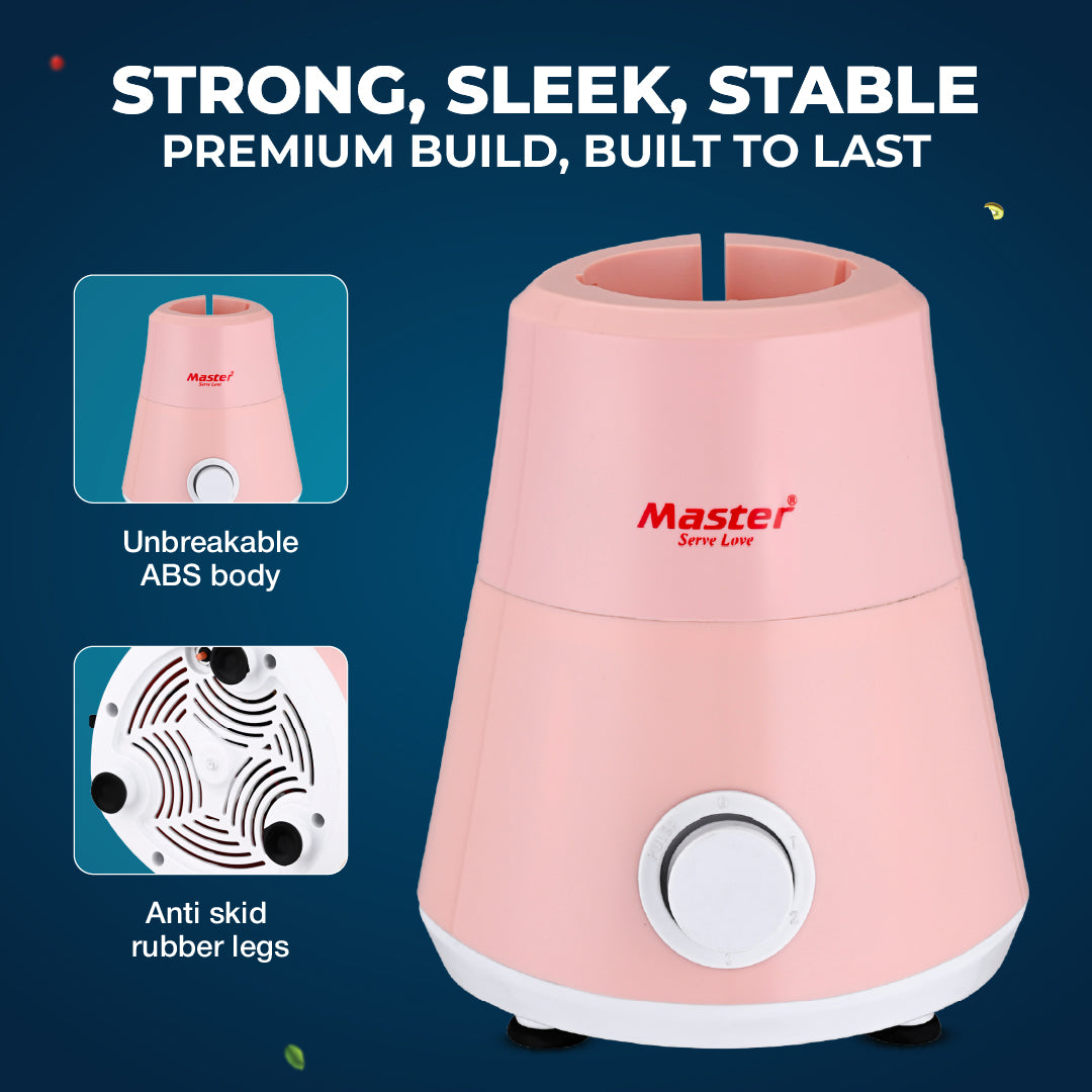 Spinnova 500W Mixer Grinder with 3 Jars (Pink) - Master