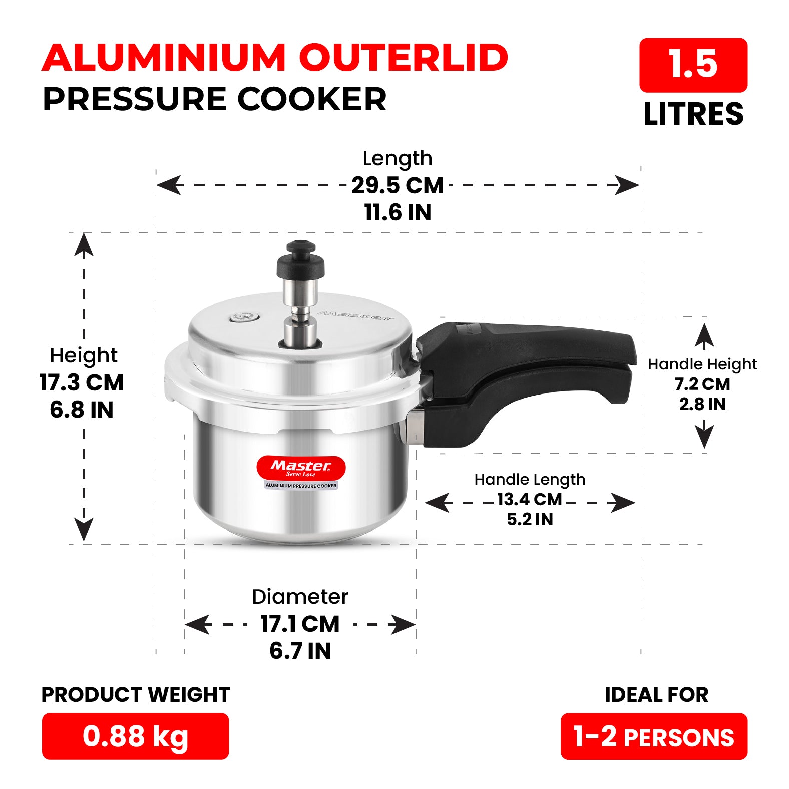 Deluxe 1.5L Aluminium Outer Lid - Heavy-Premium Pressure Cooker