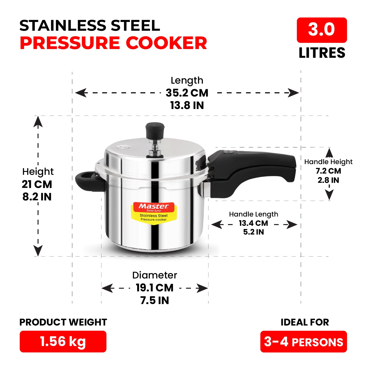 Smart Stainless Steel Outer Lid Pressure Cooker Combo – 3L + 5L