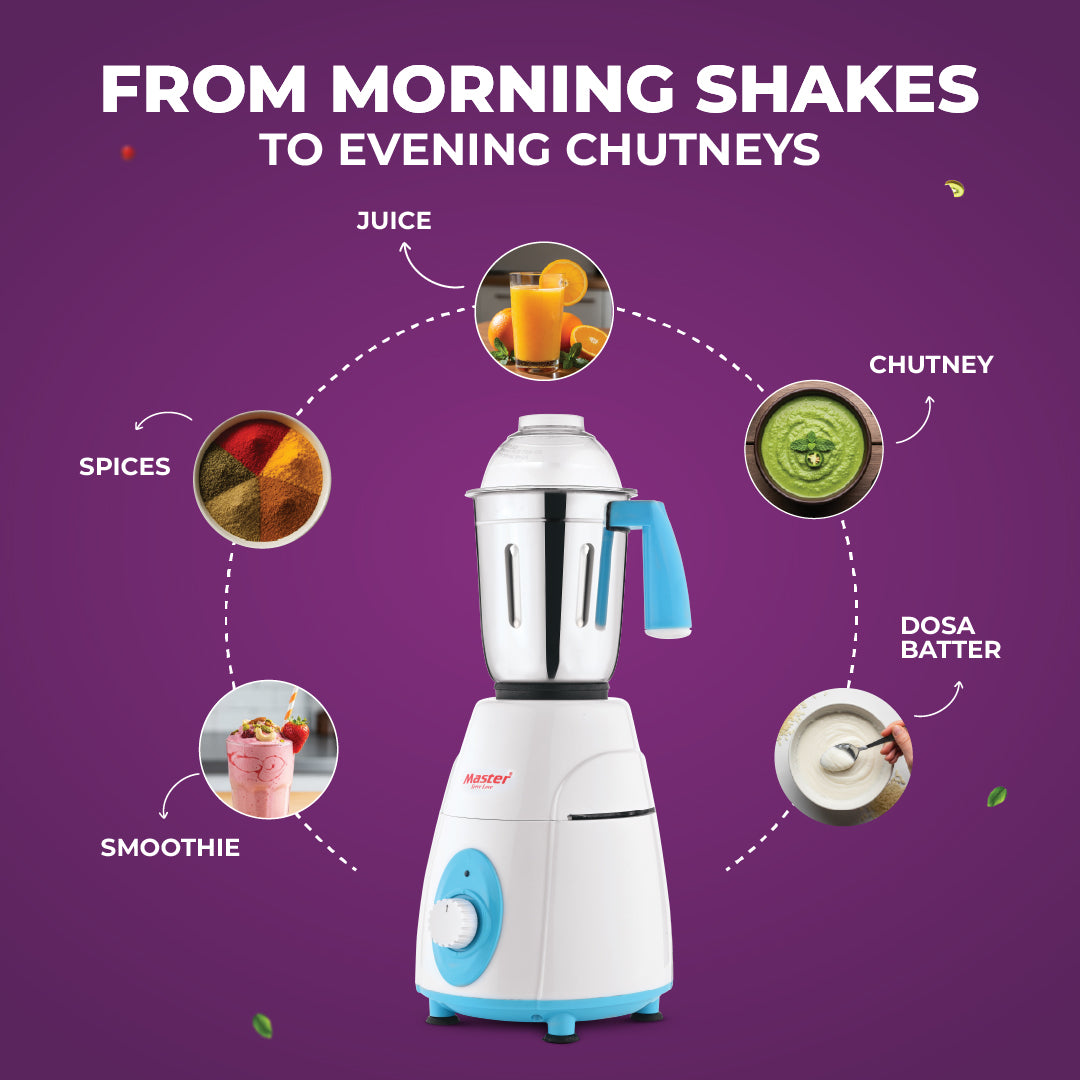 Charly PRO 600W Mixer Grinder with 3 Jars (Blue) - Master