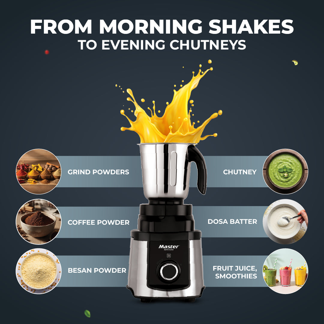 Stenova 1000 W Mixer Grinder with 4 Jars - Master