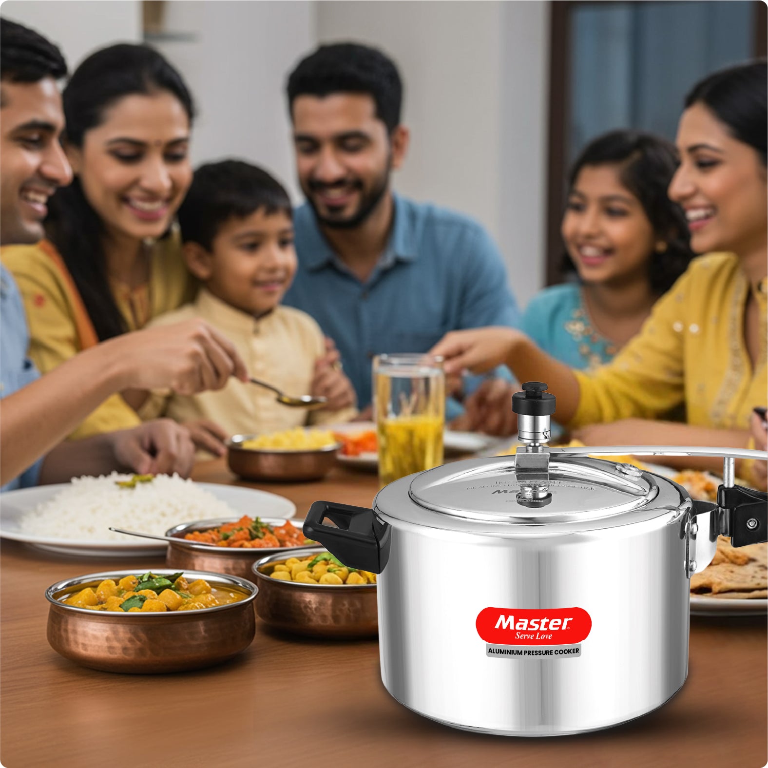 Secura 5L Aluminium Inner Lid Pressure Cooker - Induction Base - Master