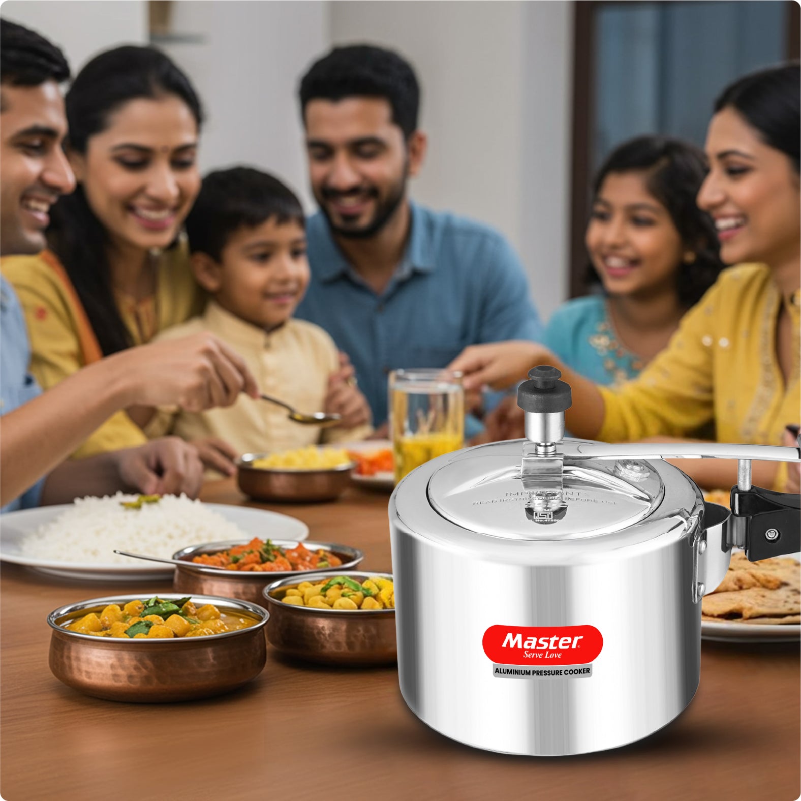 Secura 3L Aluminium Inner Lid Pressure Cooker - Induction Base - Master