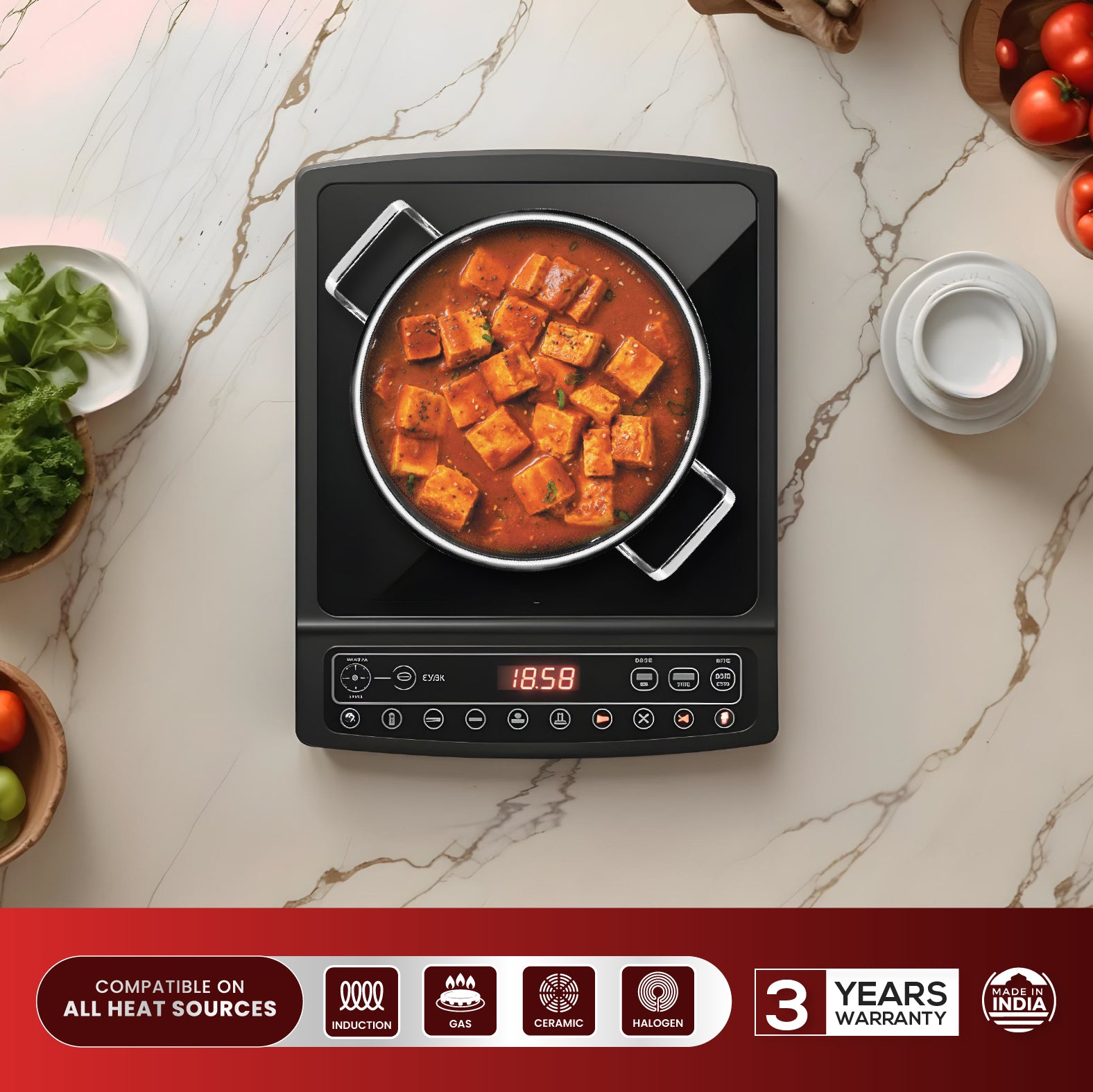 Titan Pro 24cm Kadai with Glass Lid - Master