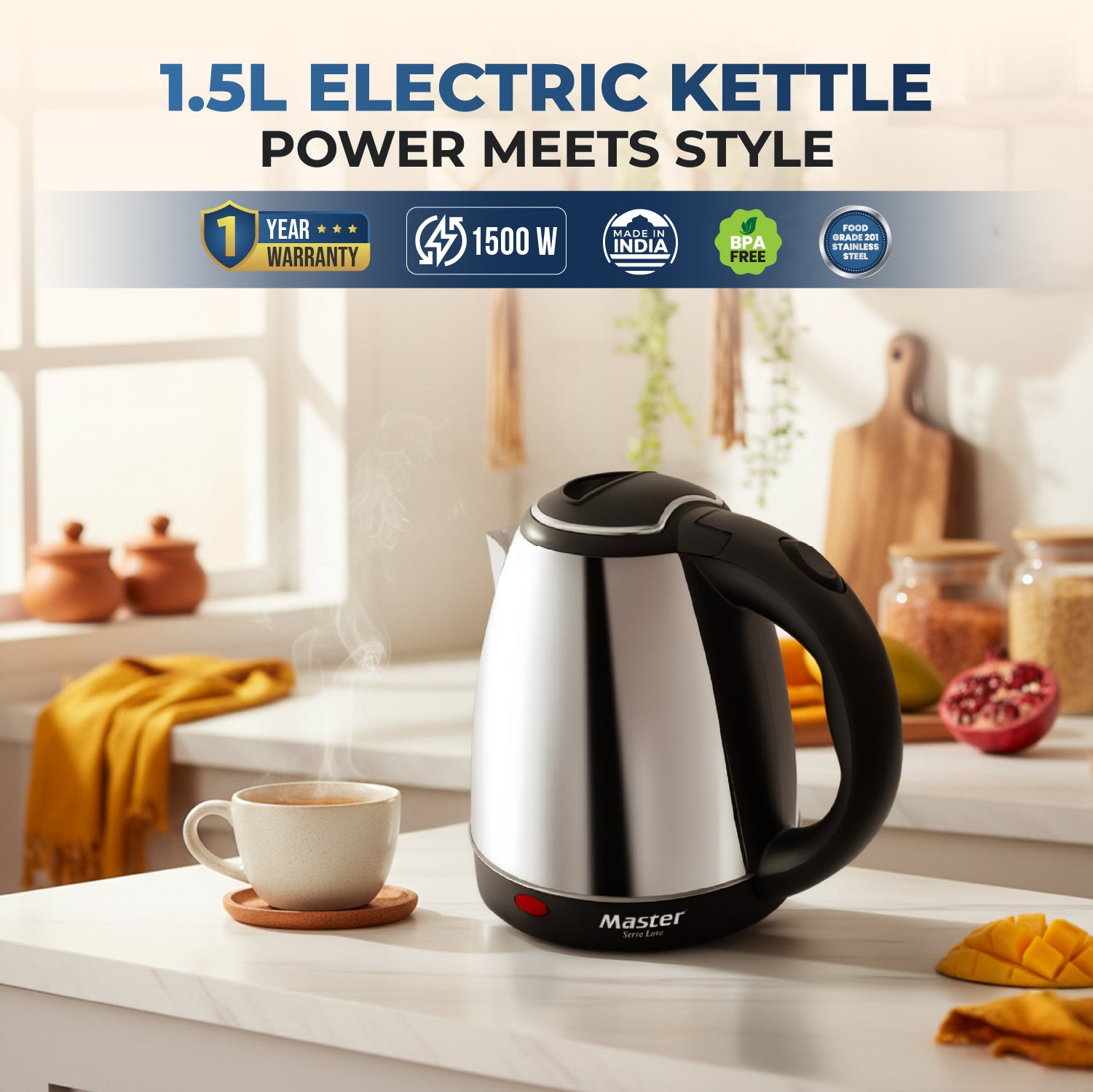 Spinnova 500W Mixer Grinder (3 Jars) + Hydropot 1.5L Electric Kettle