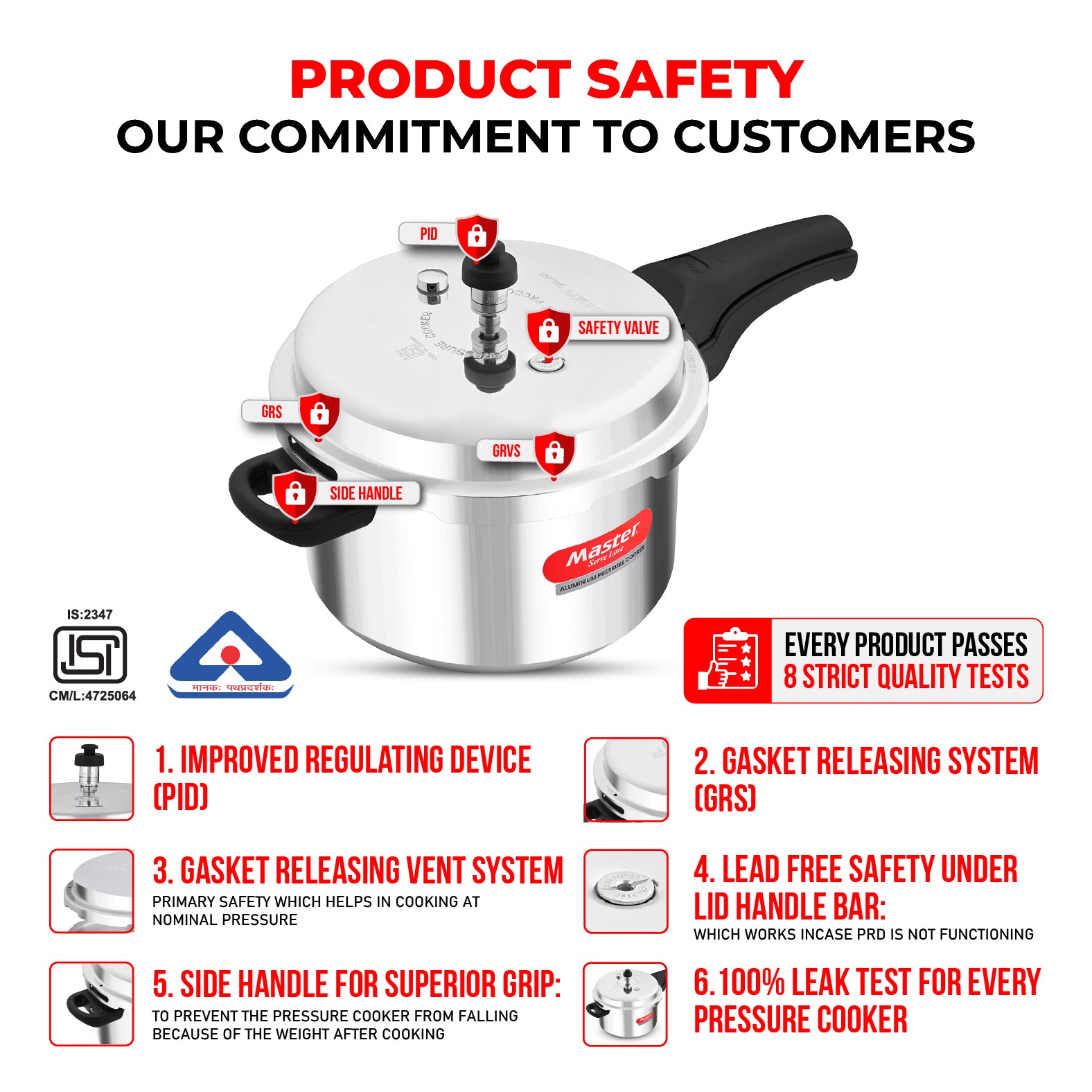 Deluxe 5L Aluminium Outer Lid - Heavy-Premium Pressure Cooker
