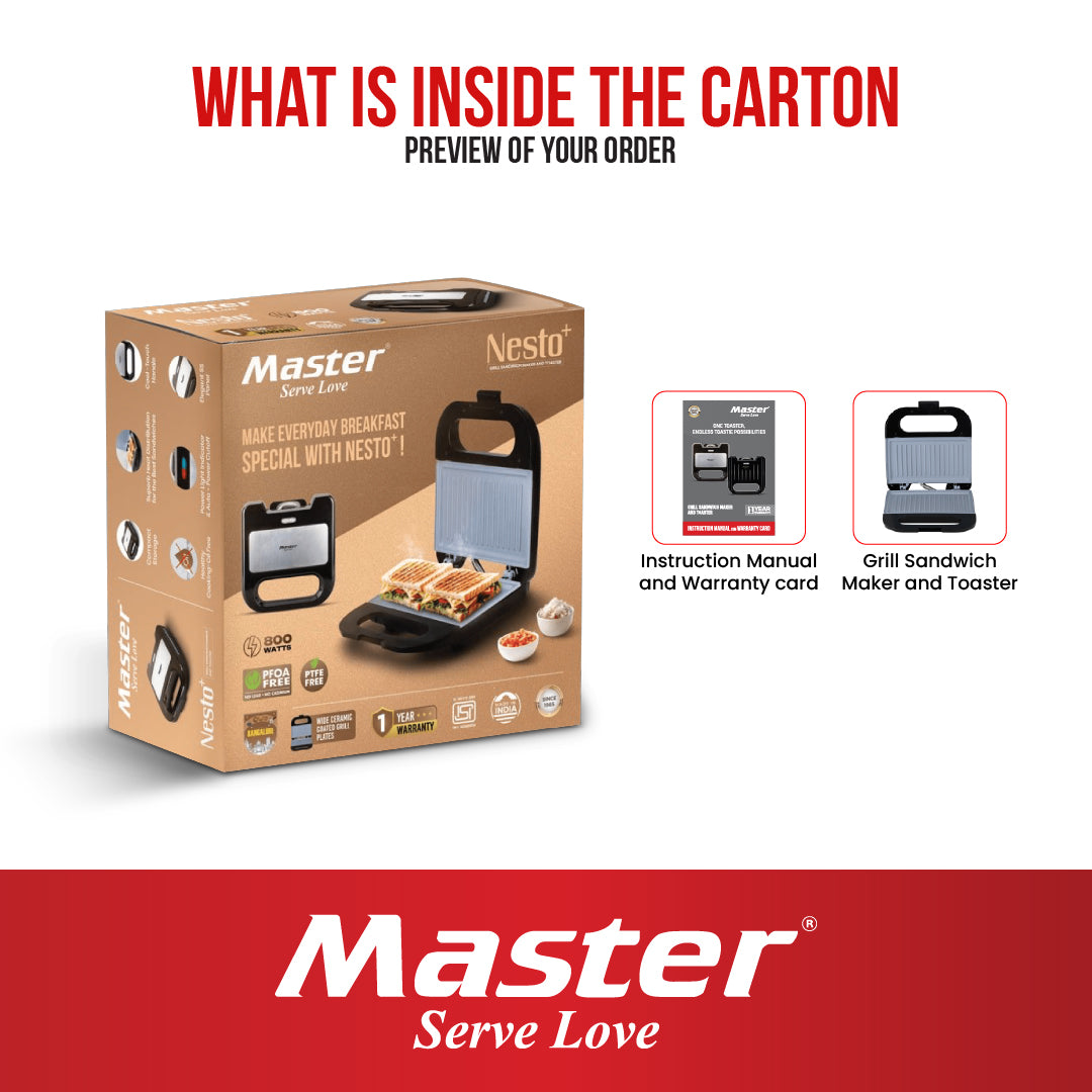 Nesto+ Grill Sandwich Maker & Toaster - Master