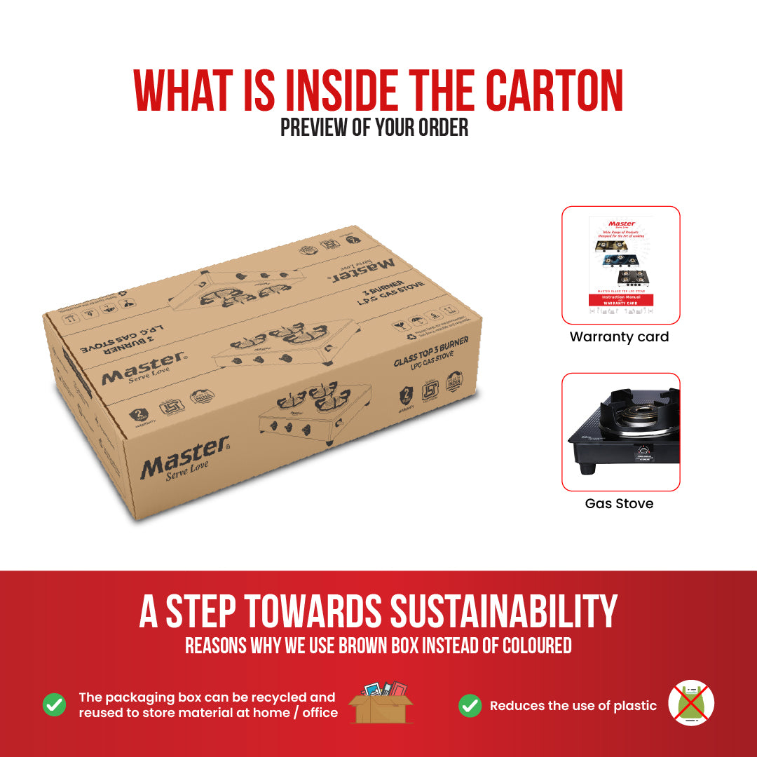 Cyclo PRO 3 Burner Jumbo Glass Top Gas Stove - Master