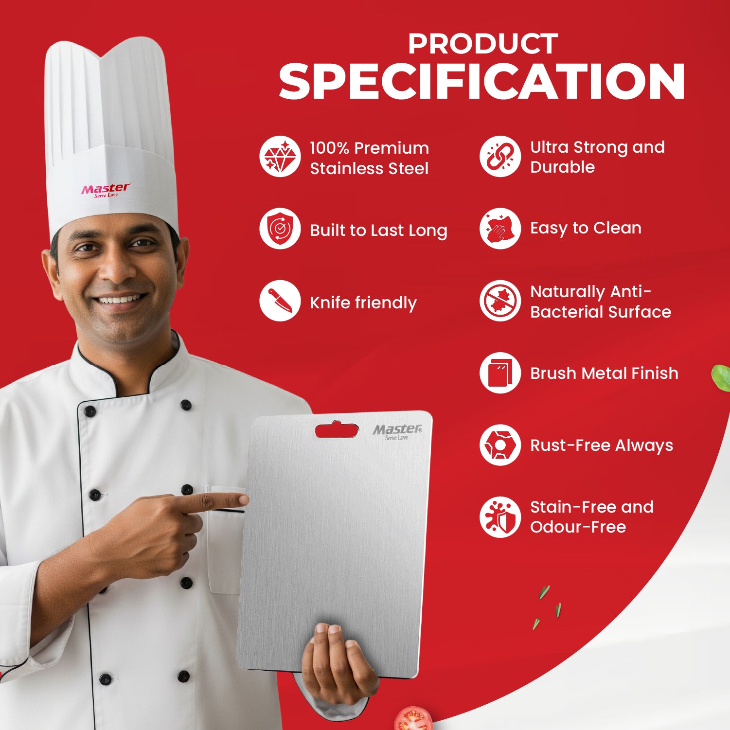 Amora 2L + 3L Stainless Steel Outer Lid Pressure Cooker (IB) + Slice SS Chopping Board (Small)