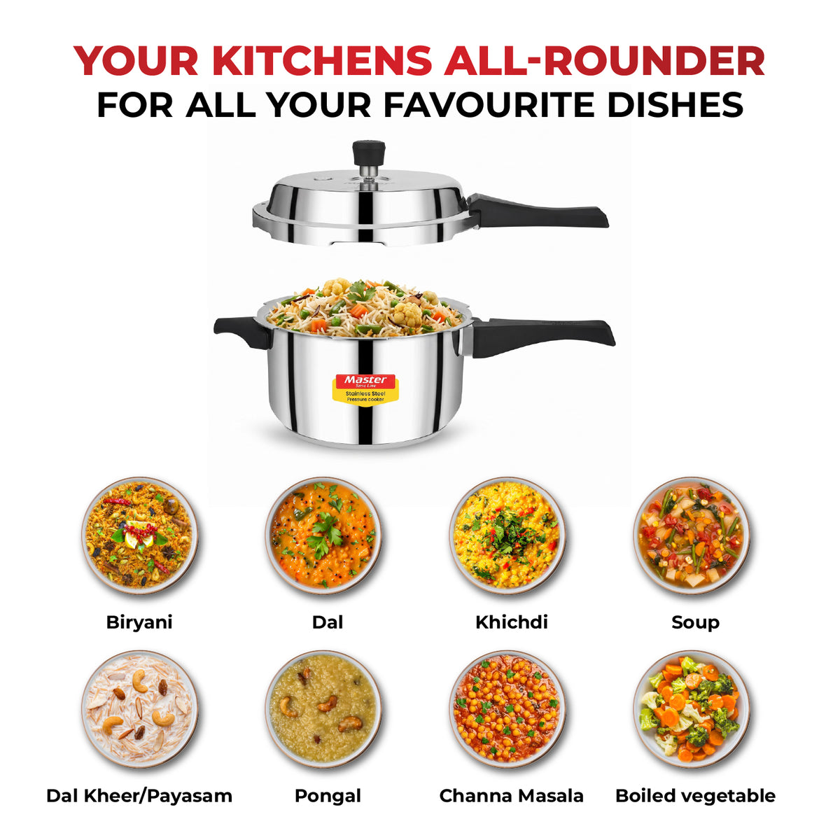 Vistaar Stainless Steel Wide Body Outer Lid Pressure Cooker – 5 L
