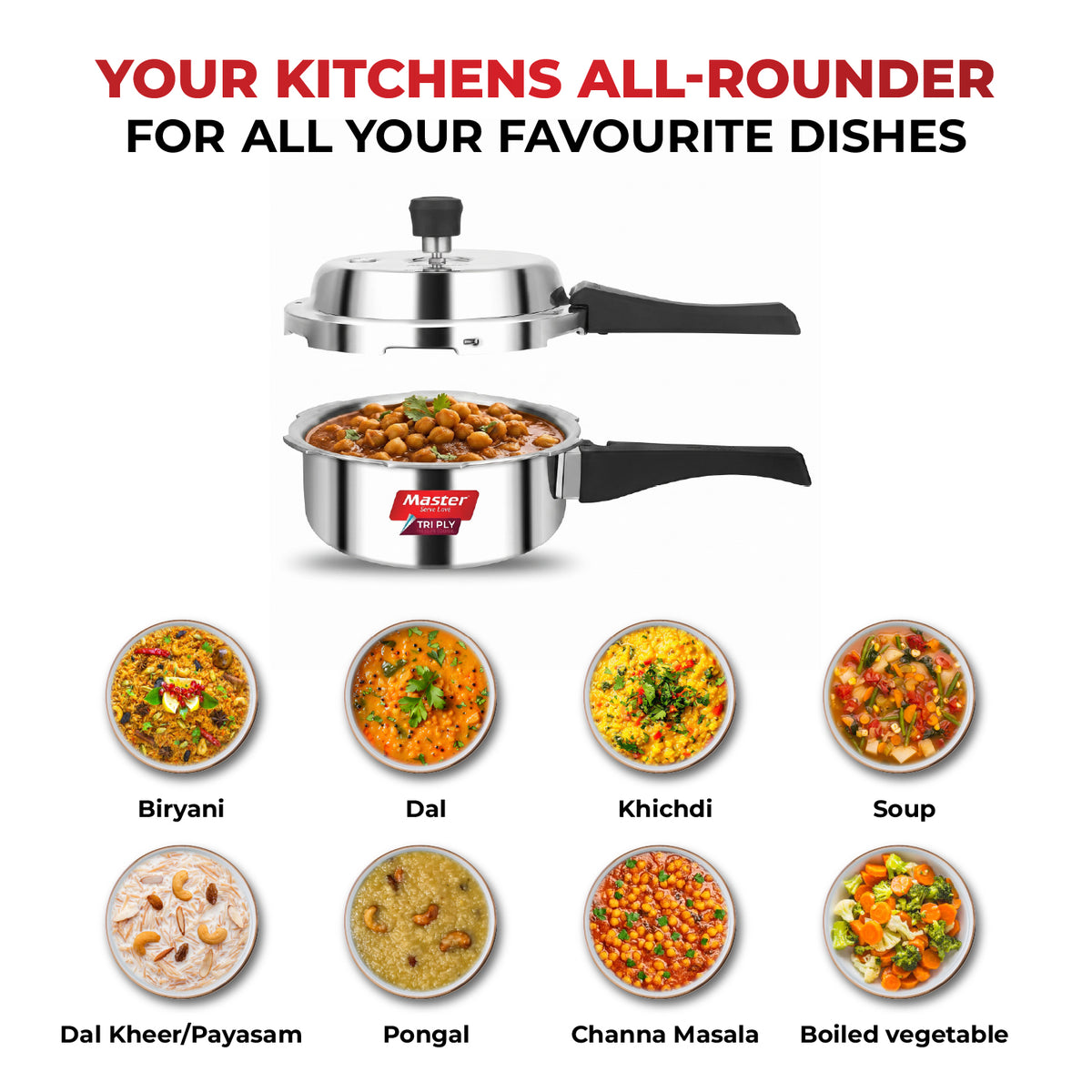Triva Tri-Ply Wide Body Outer Lid Pressure Cooker – 2 L