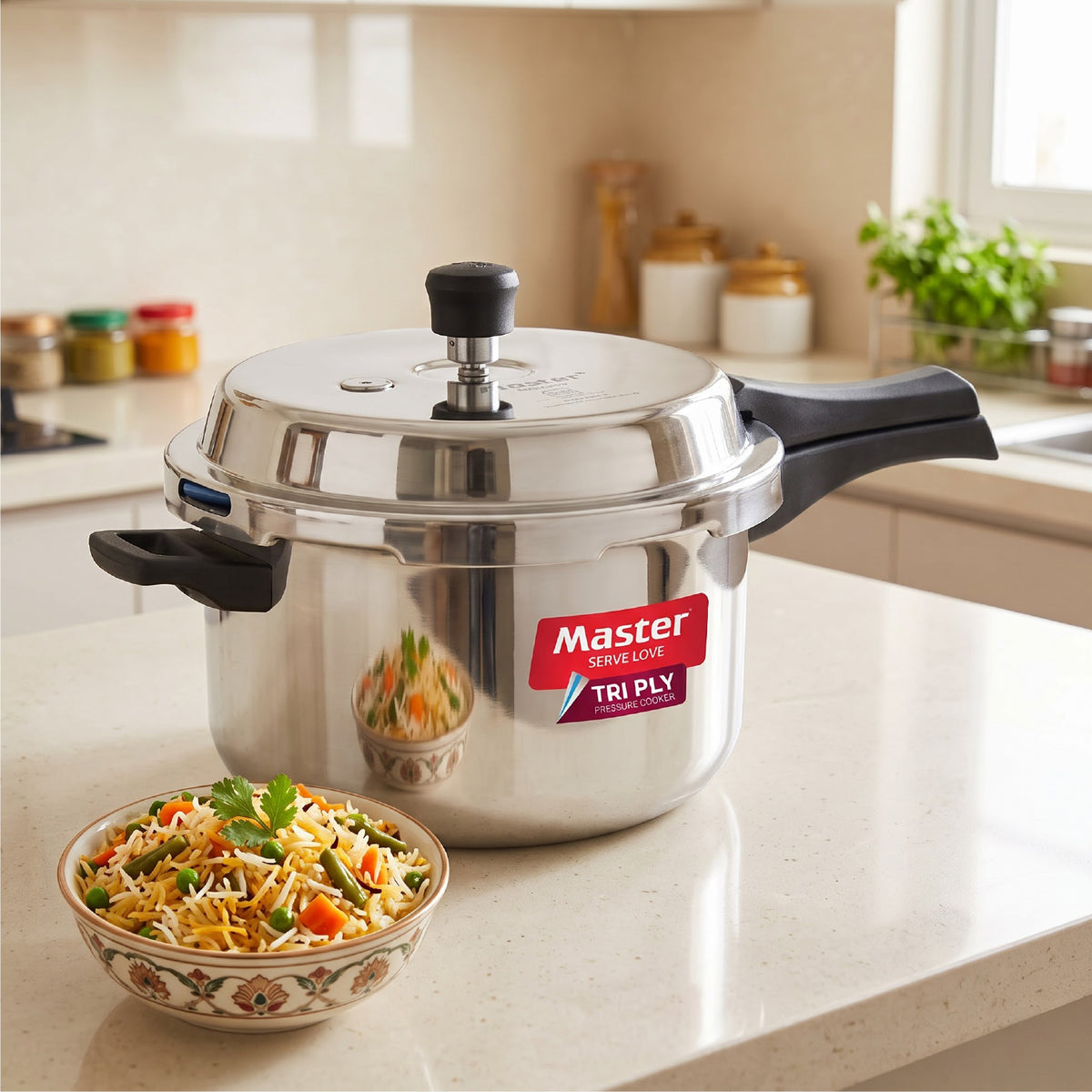 Triva Tri-Ply Wide Body Outer Lid Pressure Cooker – 5 L