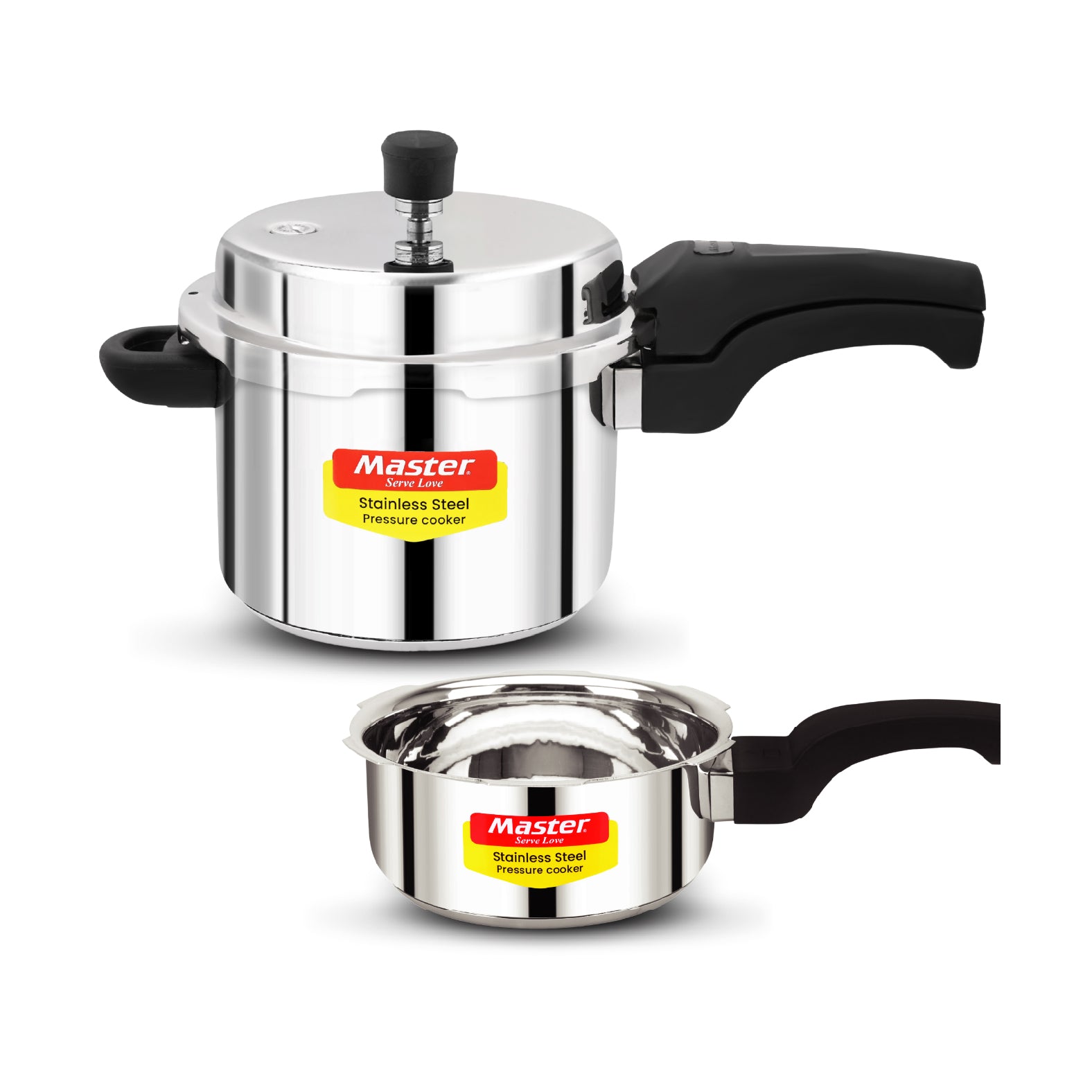 Smart Stainless Steel Outer Lid Pressure Cooker Combo - 3L + 2L Pan - Induction Base