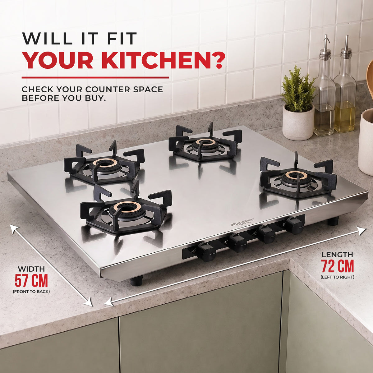 Altis Premium Stainless Steel LPG Gas Stove with Jumbo Burner – 4 Burner