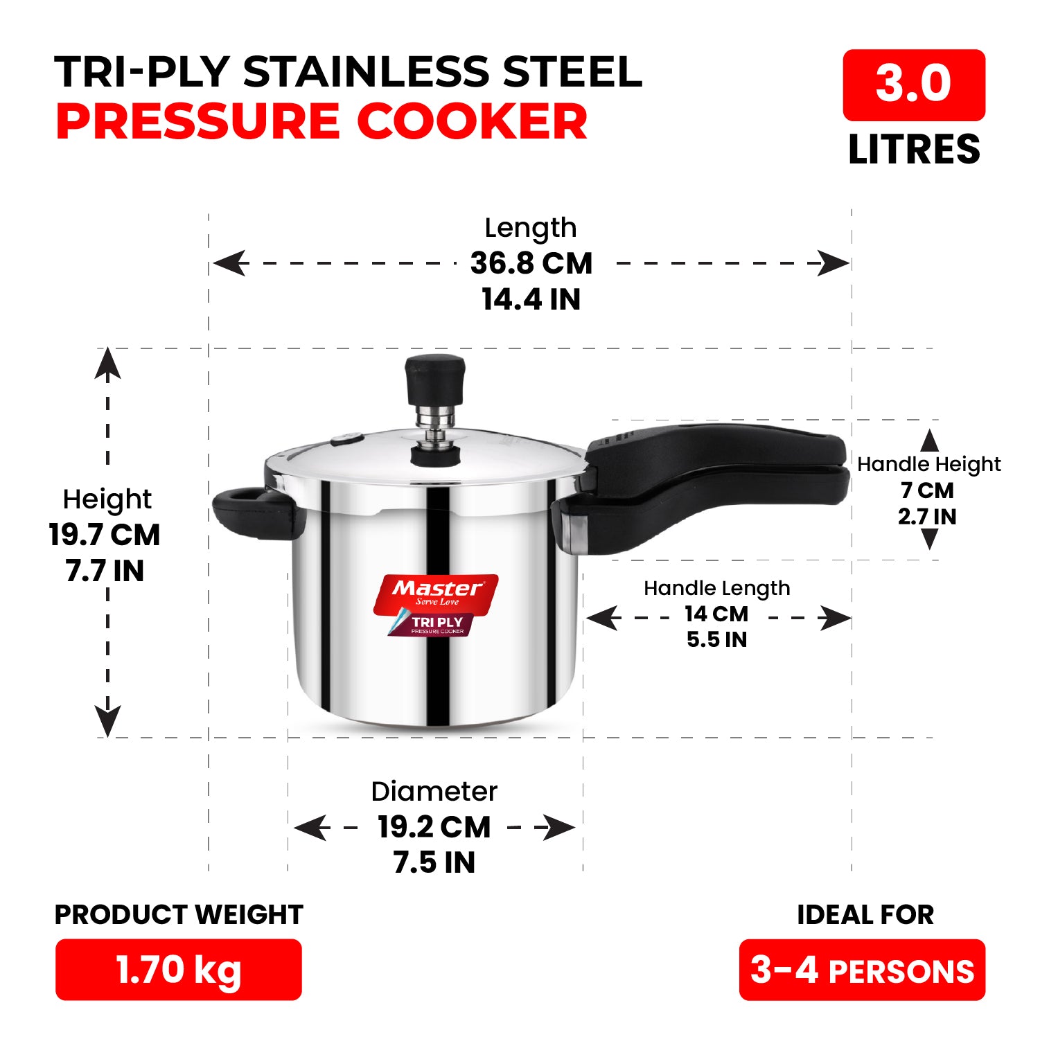 Nova Triply Outer Lid Pressure Cooker Combo – 1.5L + 3L
