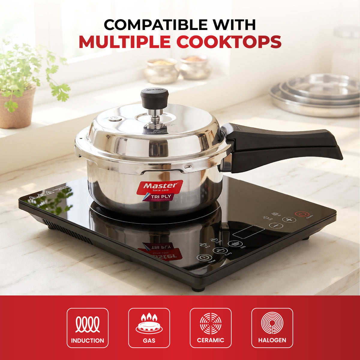 Triva Tri-Ply Wide Body Outer Lid Pressure Cooker – 2 L