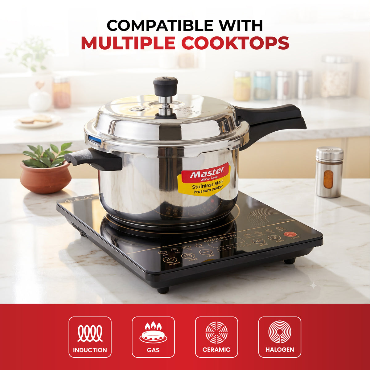 Vistaar Stainless Steel Wide Body Outer Lid Pressure Cooker – 5 L