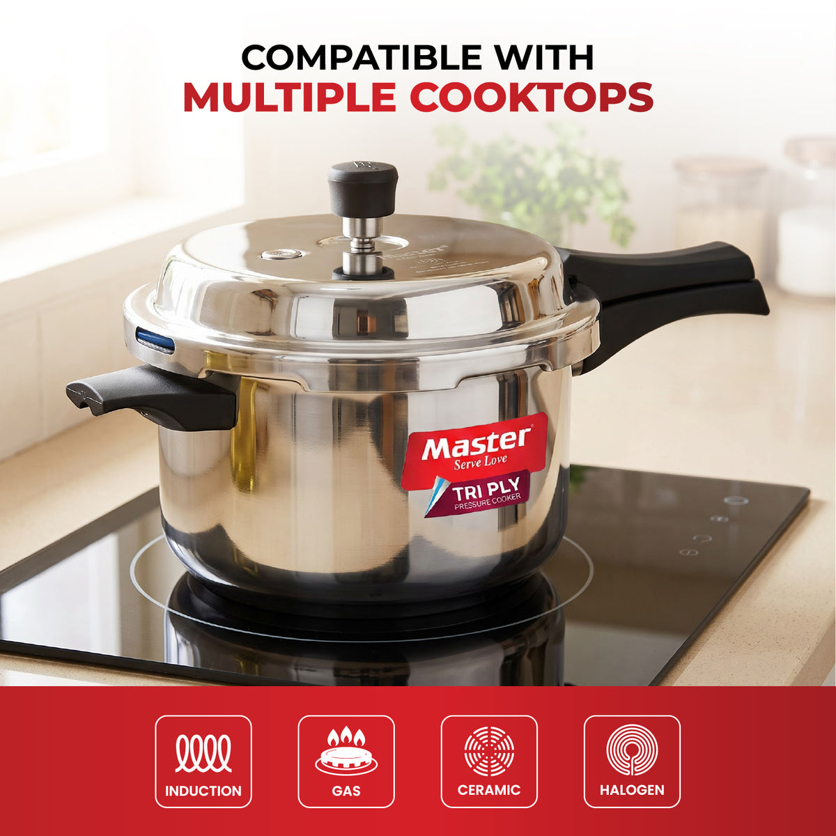 Triva Tri-Ply Wide Body Outer Lid Pressure Cooker – 5 L