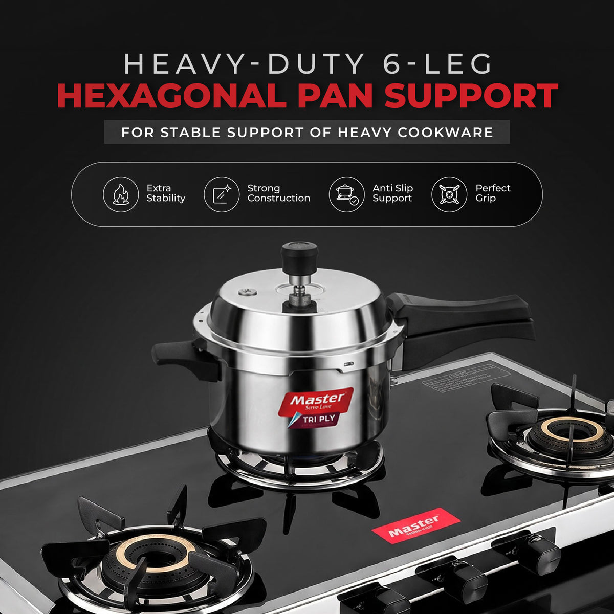 Regalia Premium Glass Top LPG Gas Stove with Jumbo Burner – 3 Burner