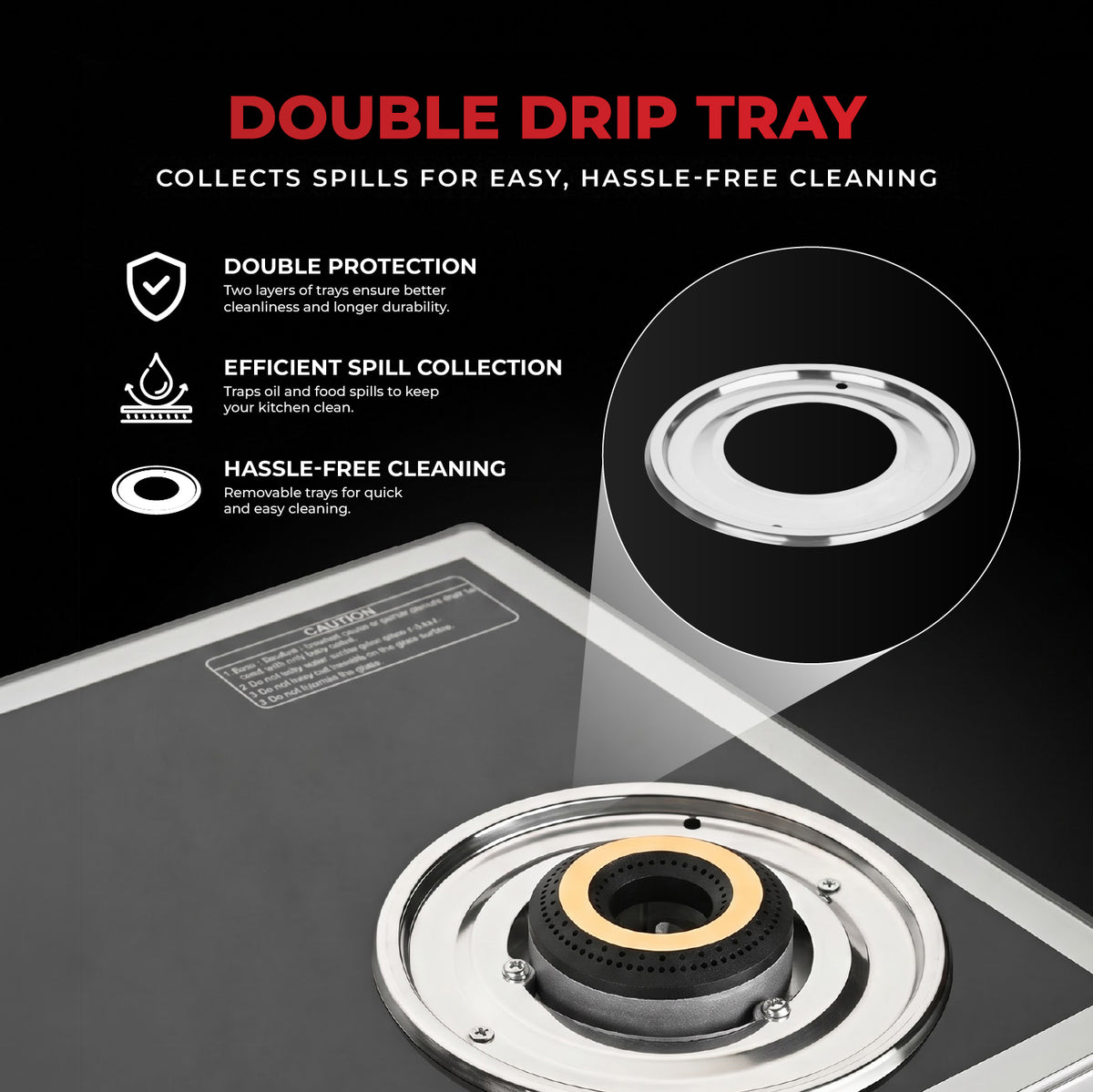 Regalia Premium Glass Top LPG Gas Stove with Jumbo Burner – 3 Burner
