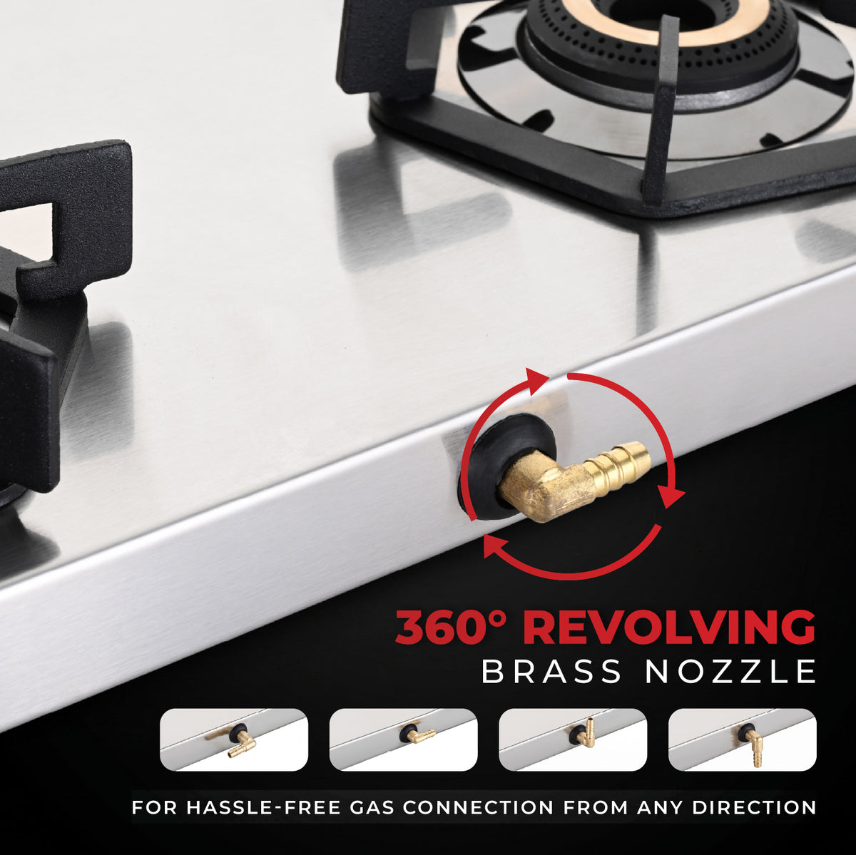 Altis Premium Stainless Steel LPG Gas Stove with Jumbo Burner – 4 Burner