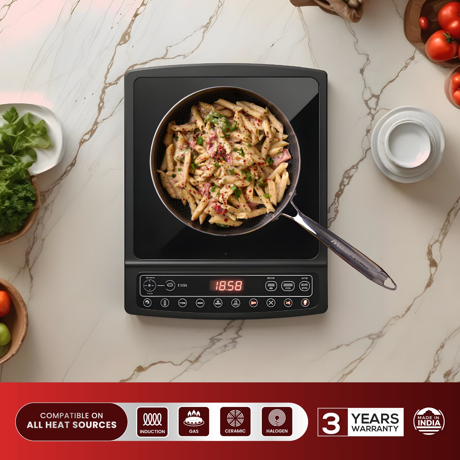 Titan Pro Honeycomb Triply Cookware Set – 24cm Fry Pan + 24cm Kadai + 29cm Dosa Tawa | Stainless Steel Triply Induction Base | Honeycomb Non-Stick Surface | Gas & Induction Compatible | Heavy Duty Kitchen Combo - Master