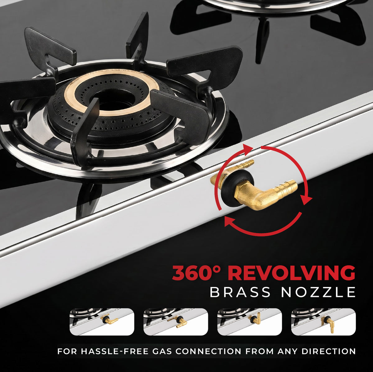 Regalia Premium Glass Top LPG Gas Stove with Jumbo Burner – 3 Burner