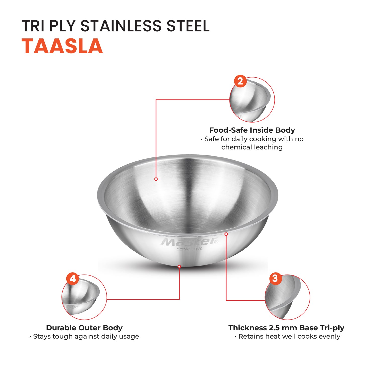 Titan Triply Taasla 18cm + 20cm + 22cm + 24cm + 26cm (5 pcs Set)