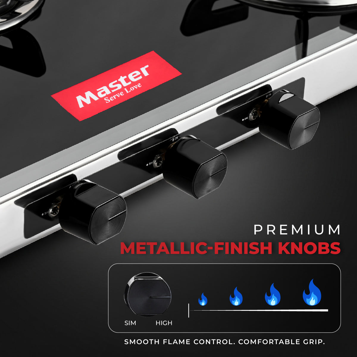 Regalia Premium Glass Top LPG Gas Stove with Jumbo Burner – 3 Burner