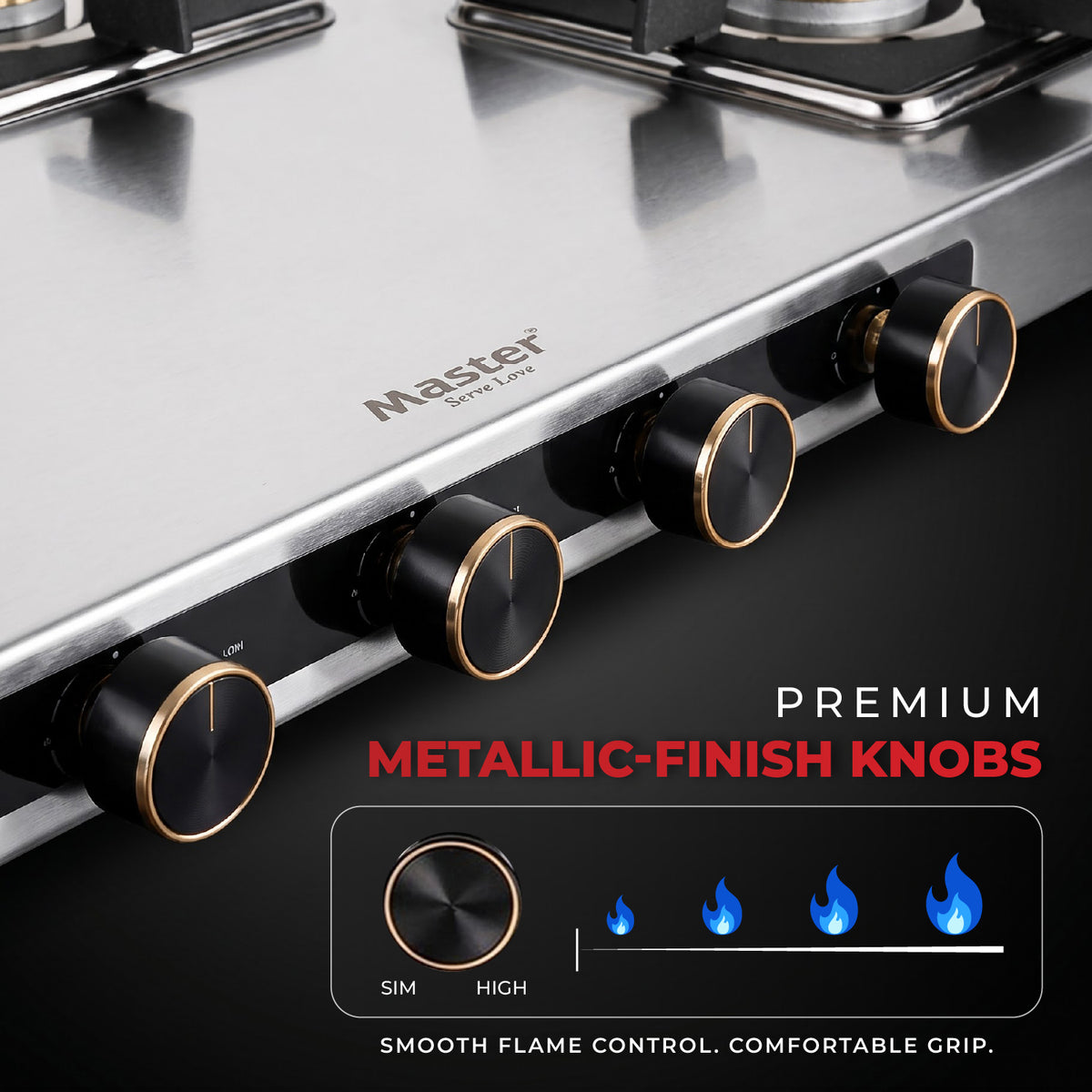 Imperio Premium Stainless Steel LPG Gas Stove with Jumbo Burner – 4 Burner