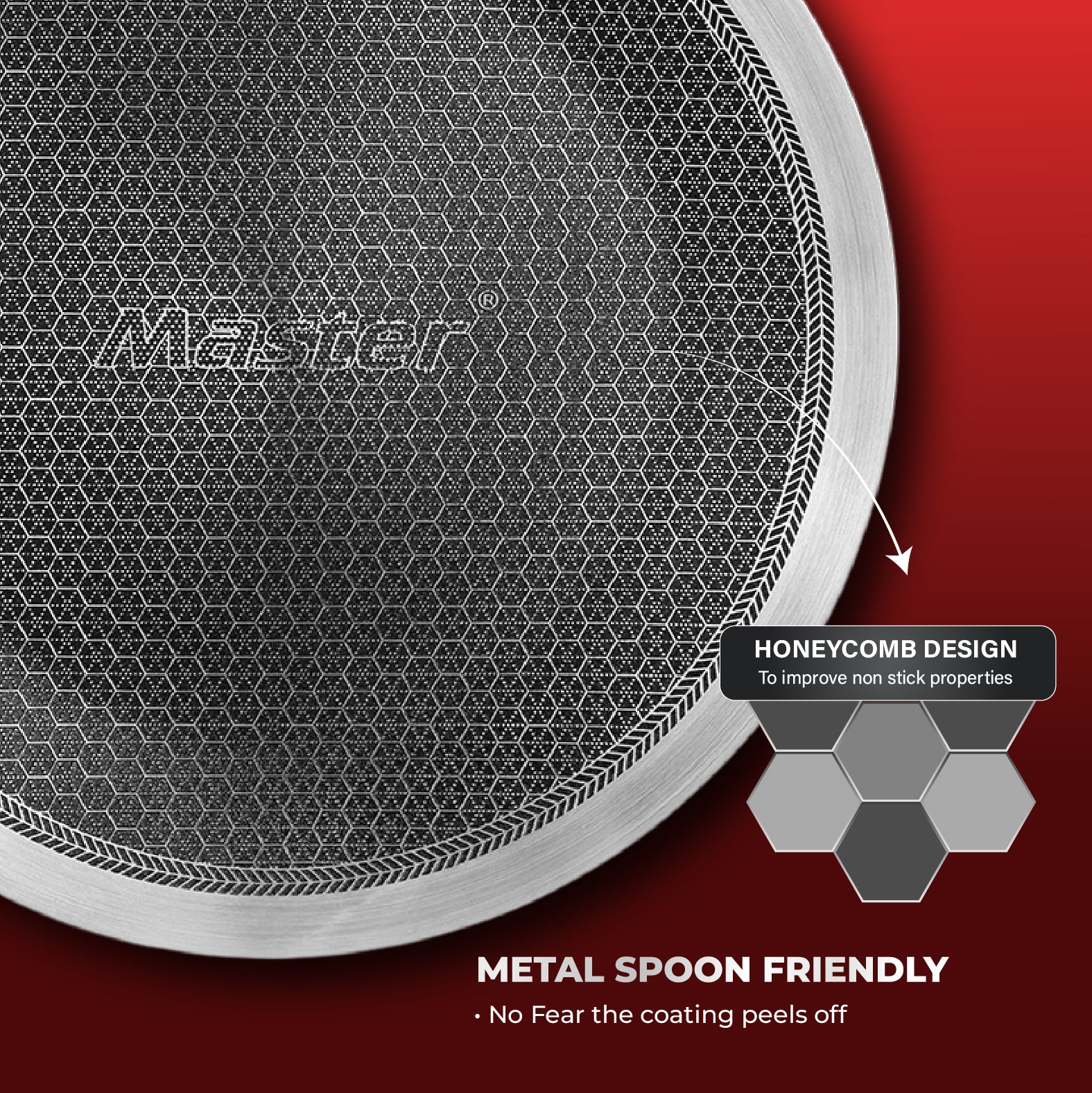 Titan Pro Honeycomb Triply Cookware Combo – 24cm Fry Pan + 24cm Kadai + 25cm Roti Tawa | Stainless Steel Triply Base | Honeycomb Non-Stick Surface | Induction & Gas Compatible | Durable Kitchen Set - Master