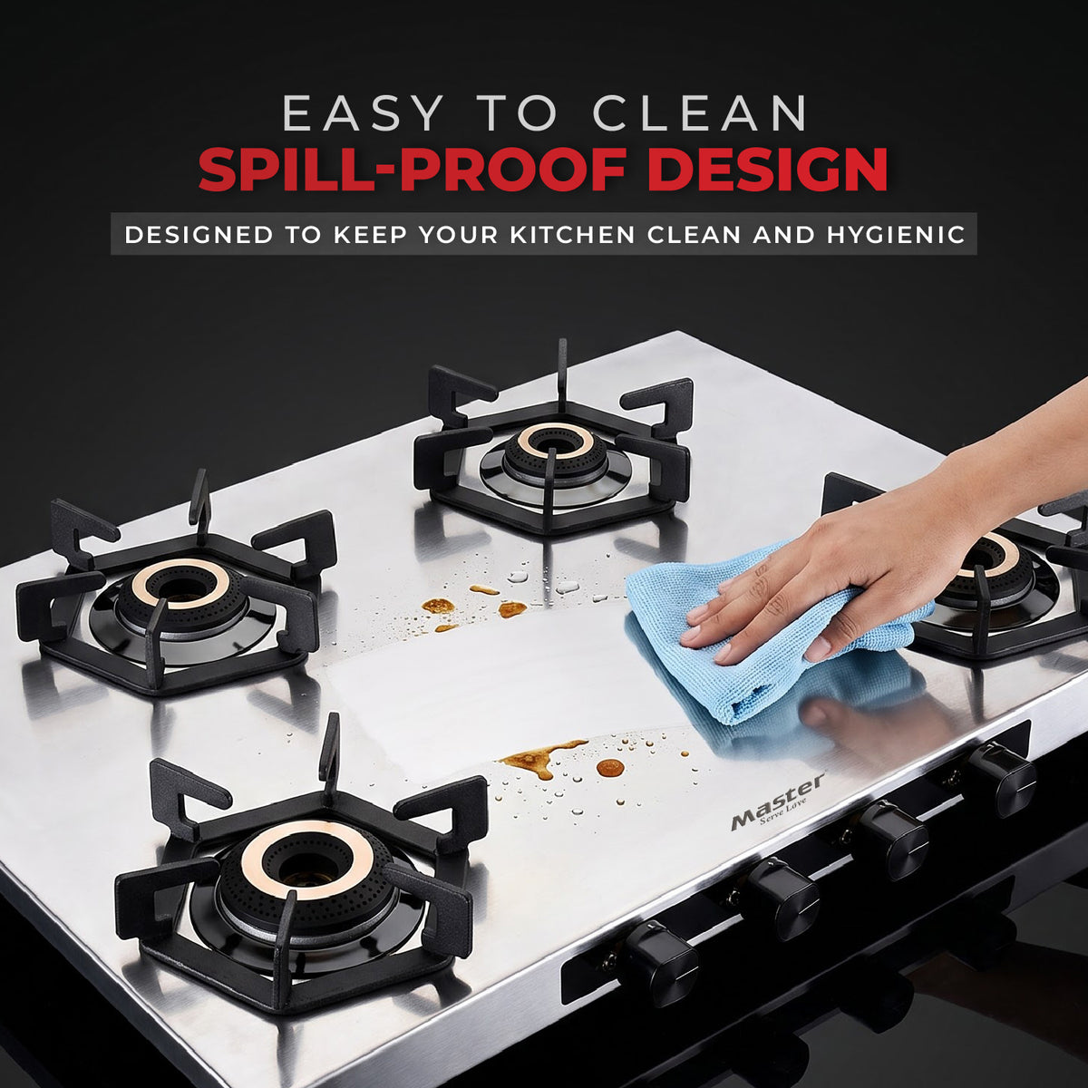 Altis Premium Stainless Steel LPG Gas Stove with Jumbo Burner – 4 Burner
