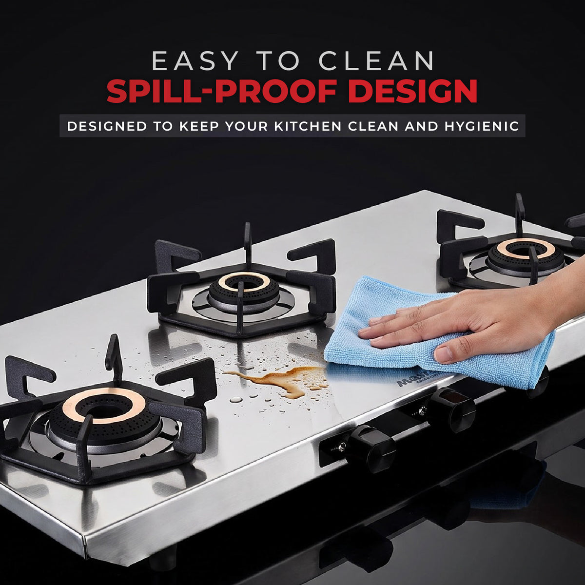 Altis Premium Stainless Steel LPG Gas Stove with Jumbo Burner – 3 Burner