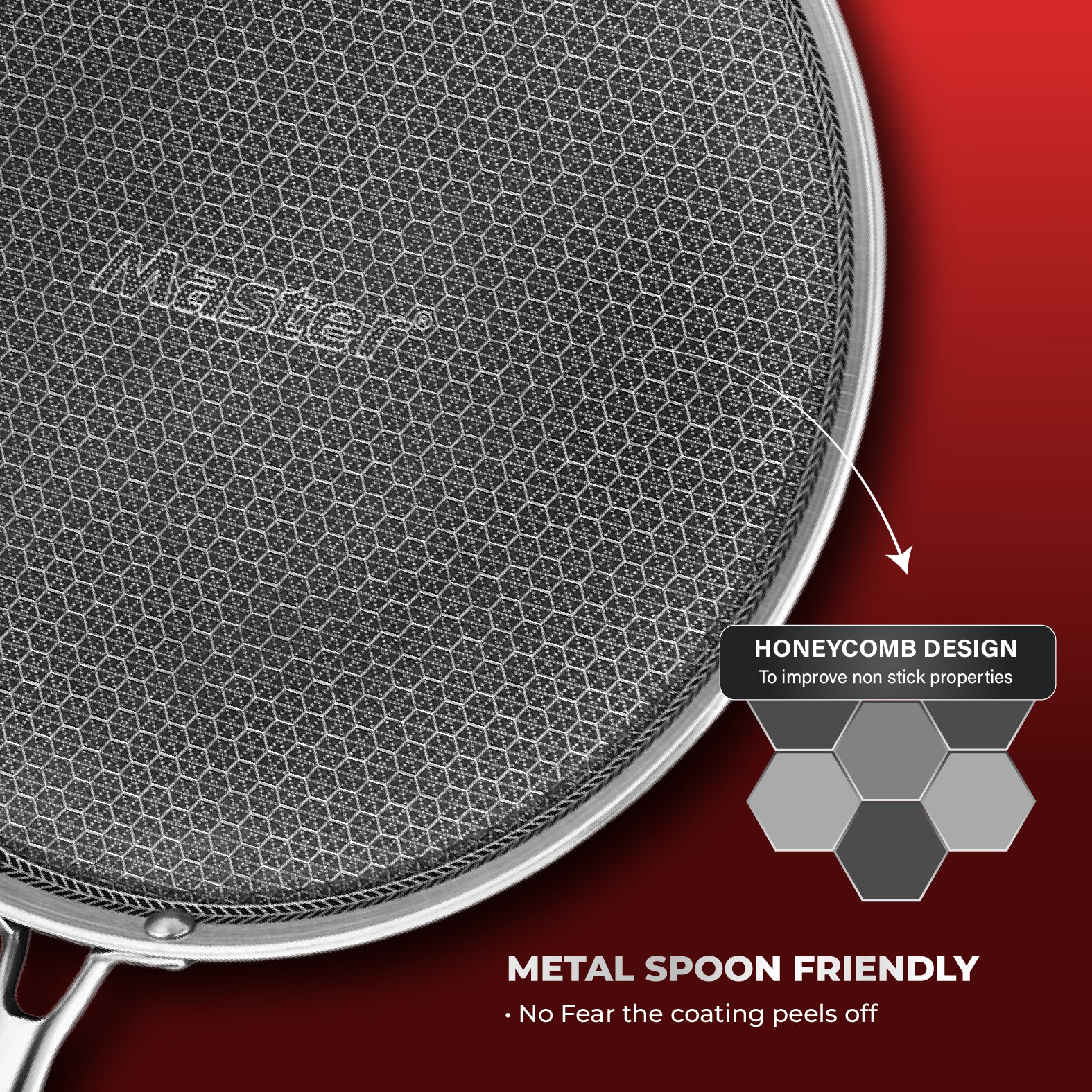 Titan Pro Honeycomb Triply Cookware Set – 24cm Fry Pan + 24cm Kadai + 29cm Dosa Tawa | Stainless Steel Triply Induction Base | Honeycomb Non-Stick Surface | Gas & Induction Compatible | Heavy Duty Kitchen Combo - Master