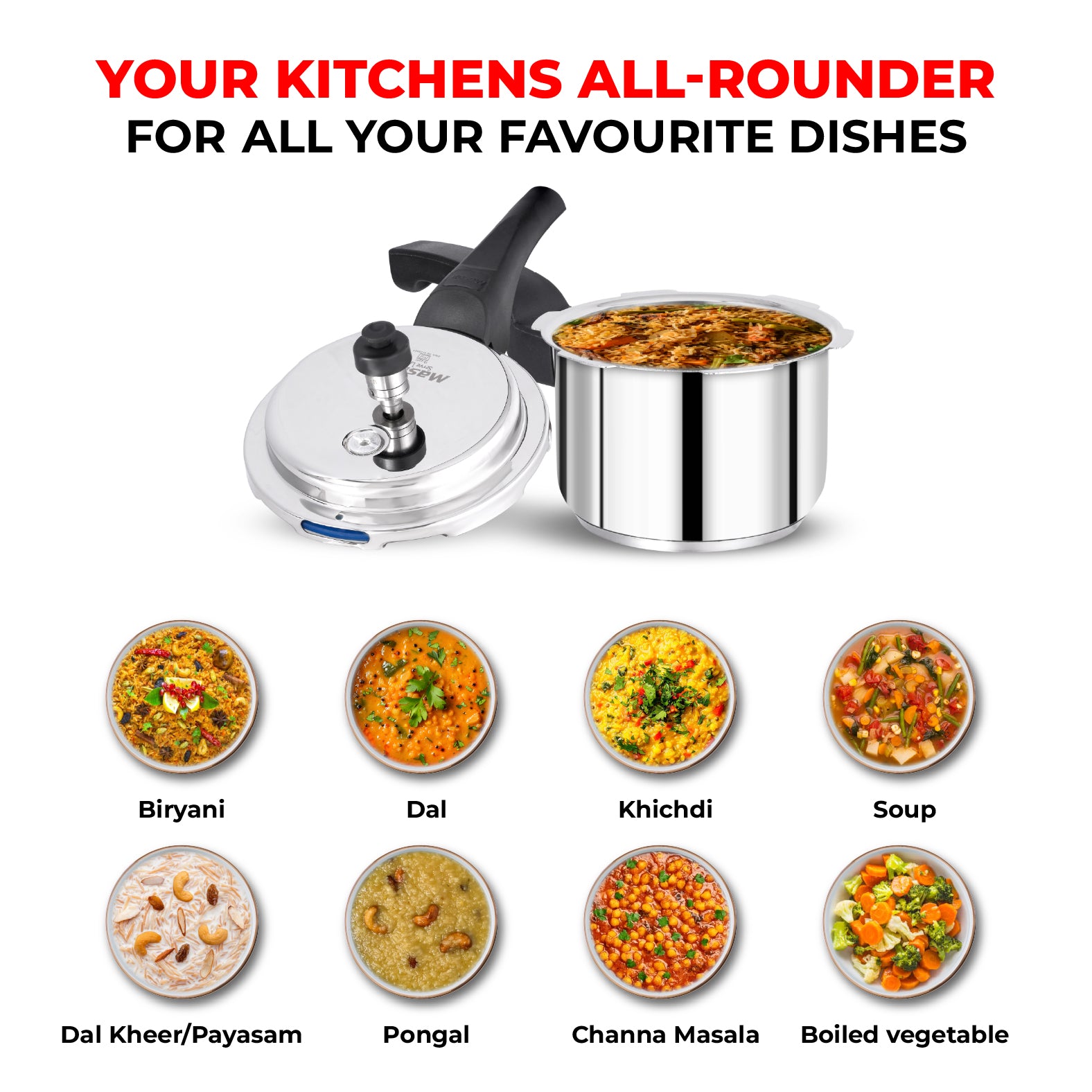 Smart 1.5L Stainless Steel Outer Lid Pressure Cooker - Induction Base