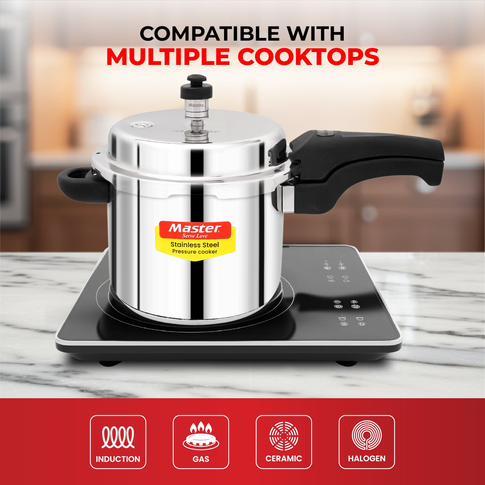 Smart 5L Stainless Steel Outer Lid Pressure Cooker - Induction Base