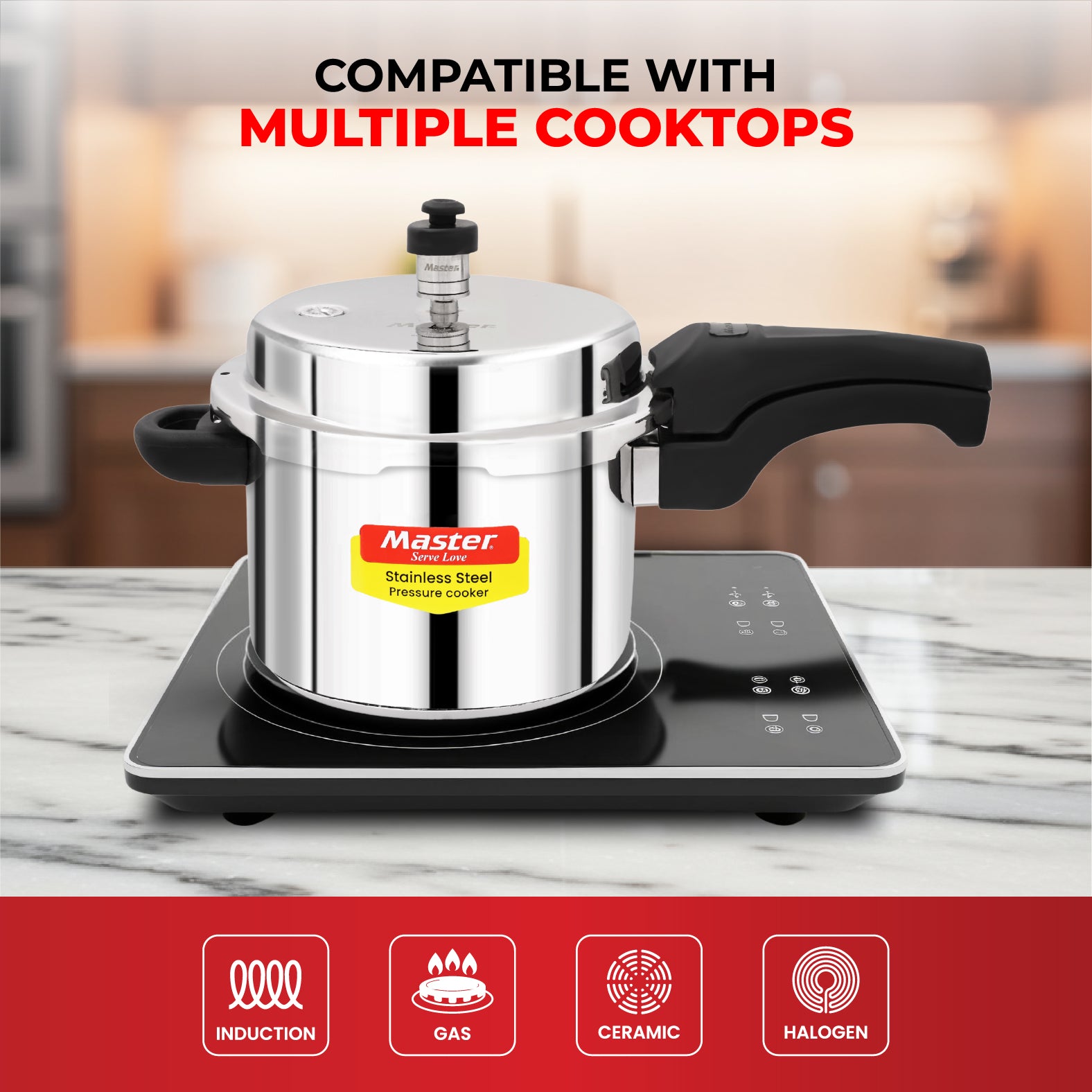 Smart 3L Stainless Steel Outer Lid Pressure Cooker - Induction Base