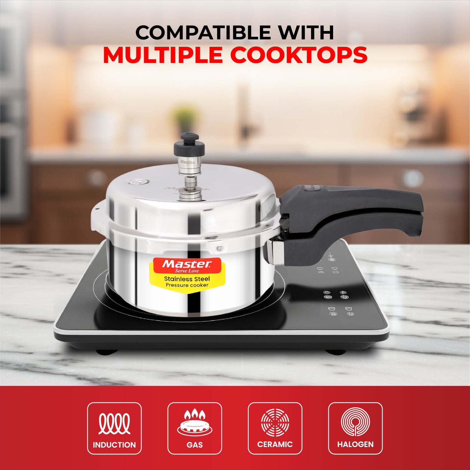 Smart 2L Stainless Steel Outer Lid Pressure Cooker - Induction Base - Master