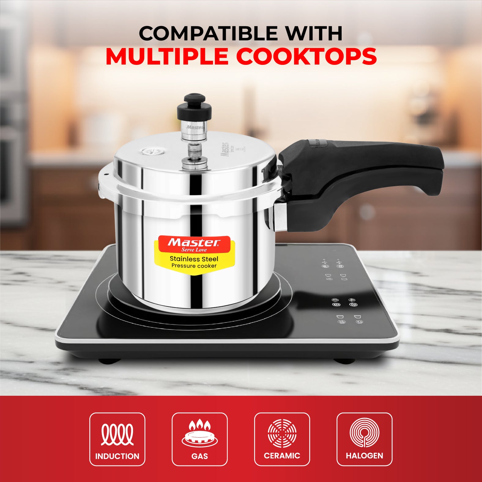 Smart 1.5L Stainless Steel Outer Lid Pressure Cooker - Induction Base