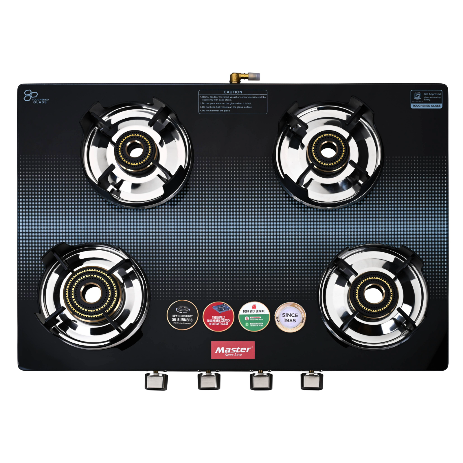 Cyclo 4 Burner Jumbo Glass Top Gas Stove