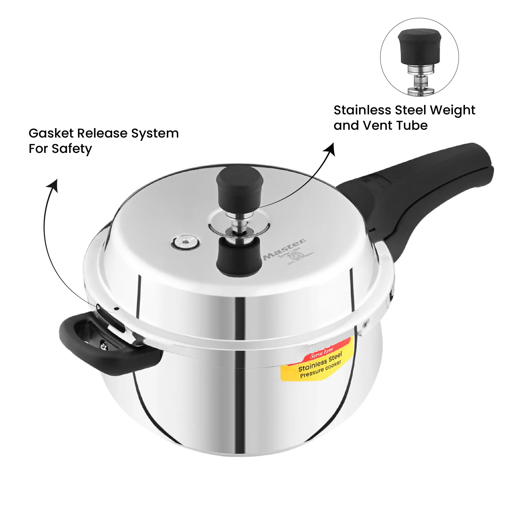 Nexa 5L Stainless Steel Outer Lid Handi Pressure Cooker - Induction Base