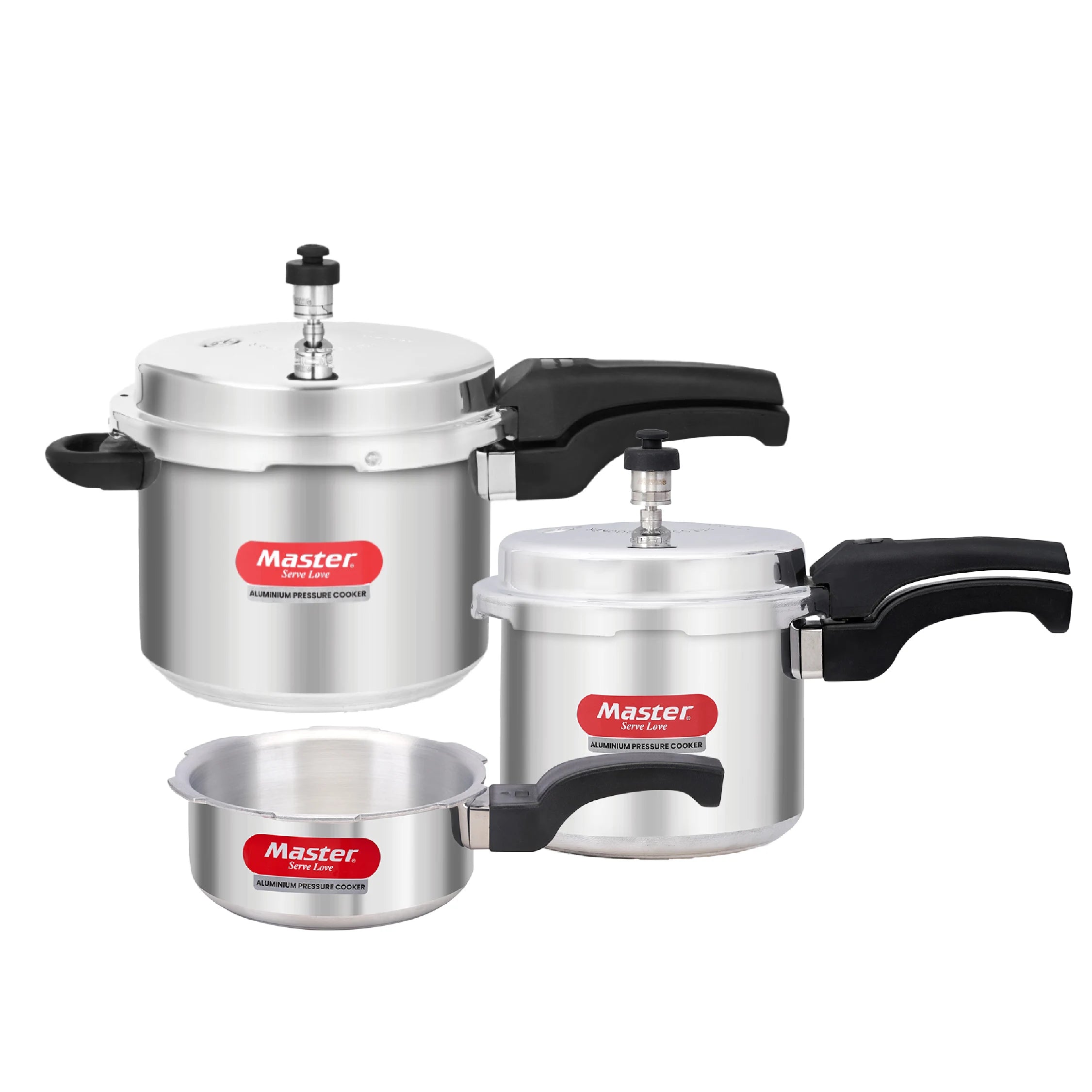 Perfect Aluminium Outer Lid Pressure Cooker Combo - 5L + 3L + 2L Pan